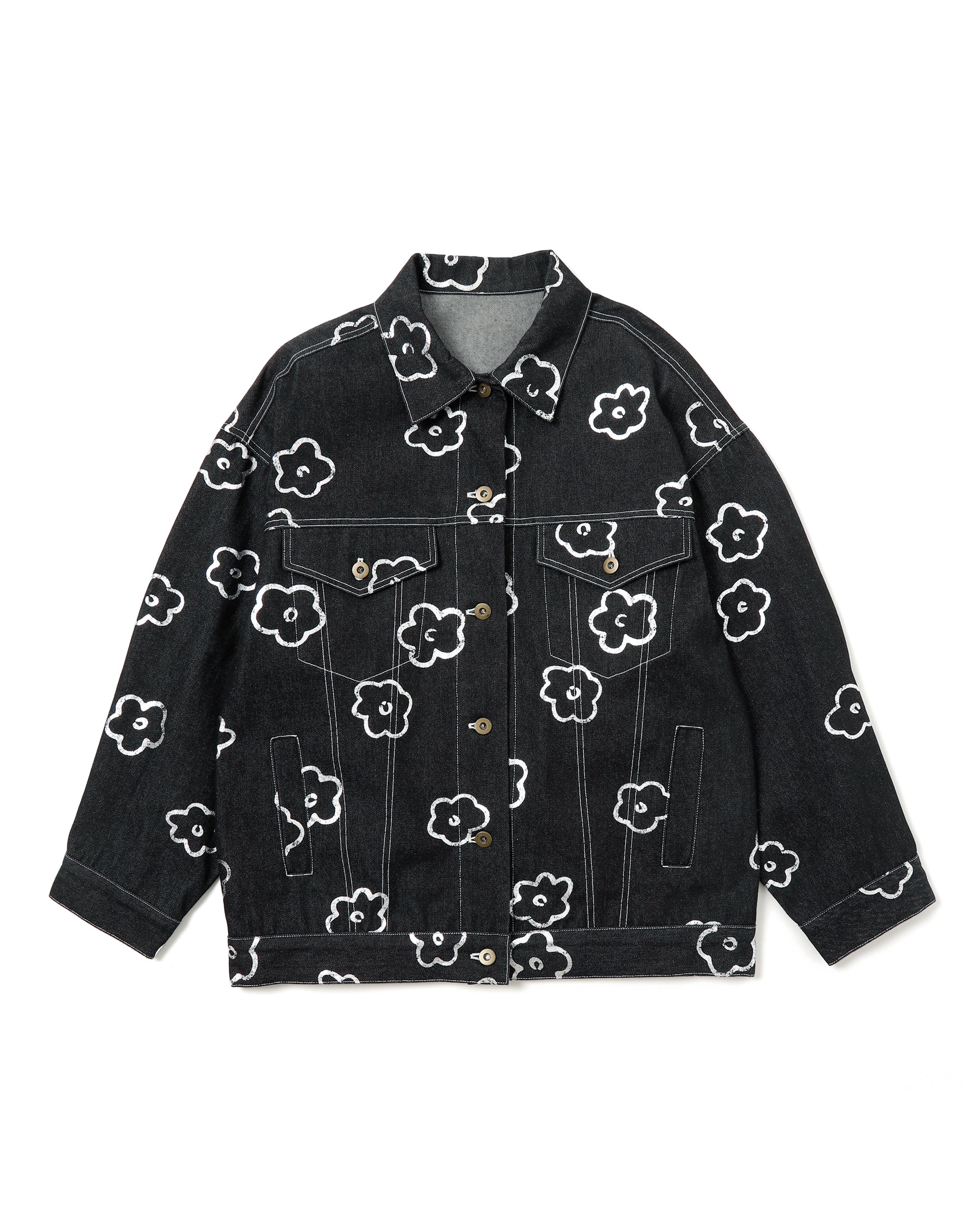 Silver flower denim jacket