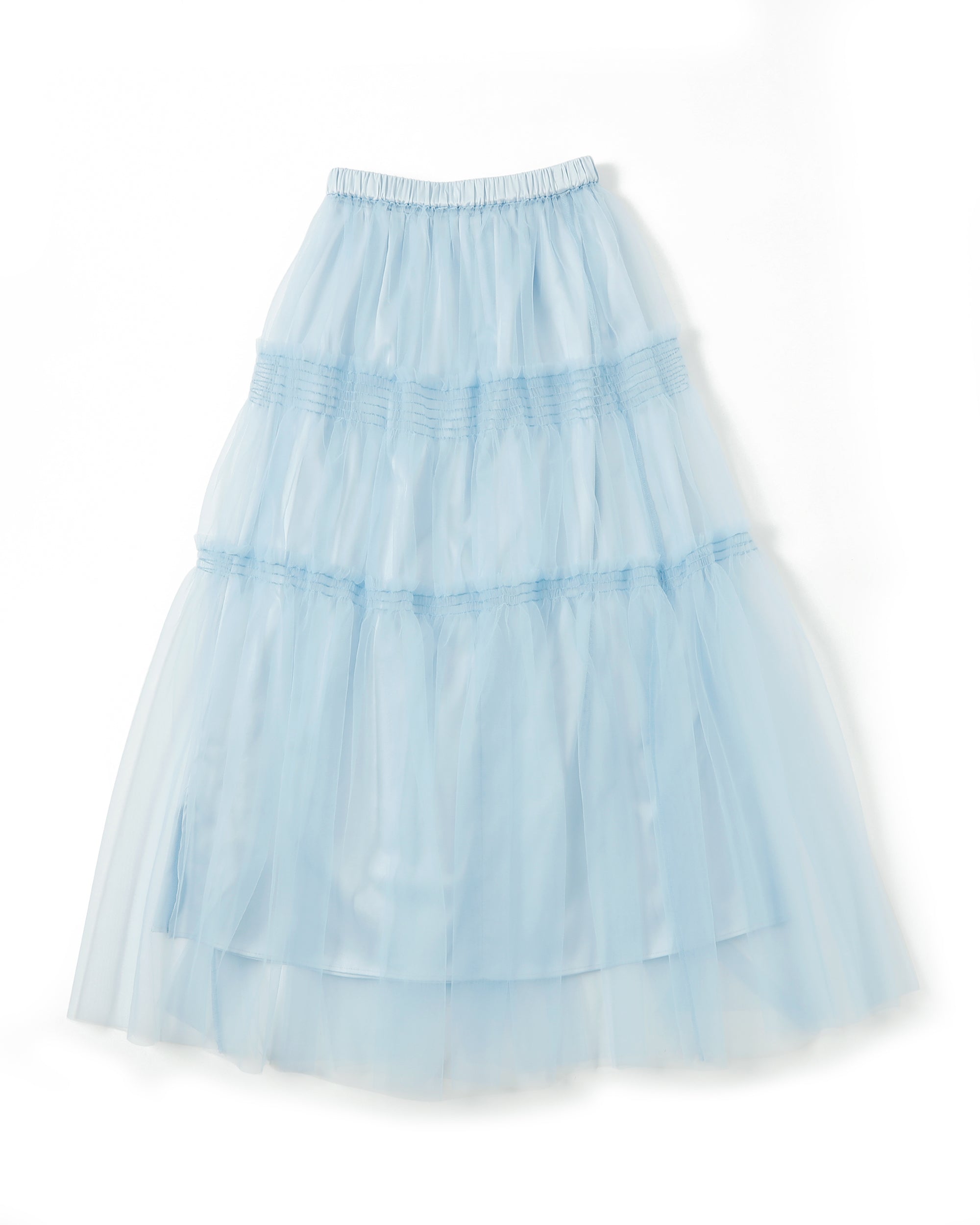 Shirring tulle skirt (blue / bordeaux)