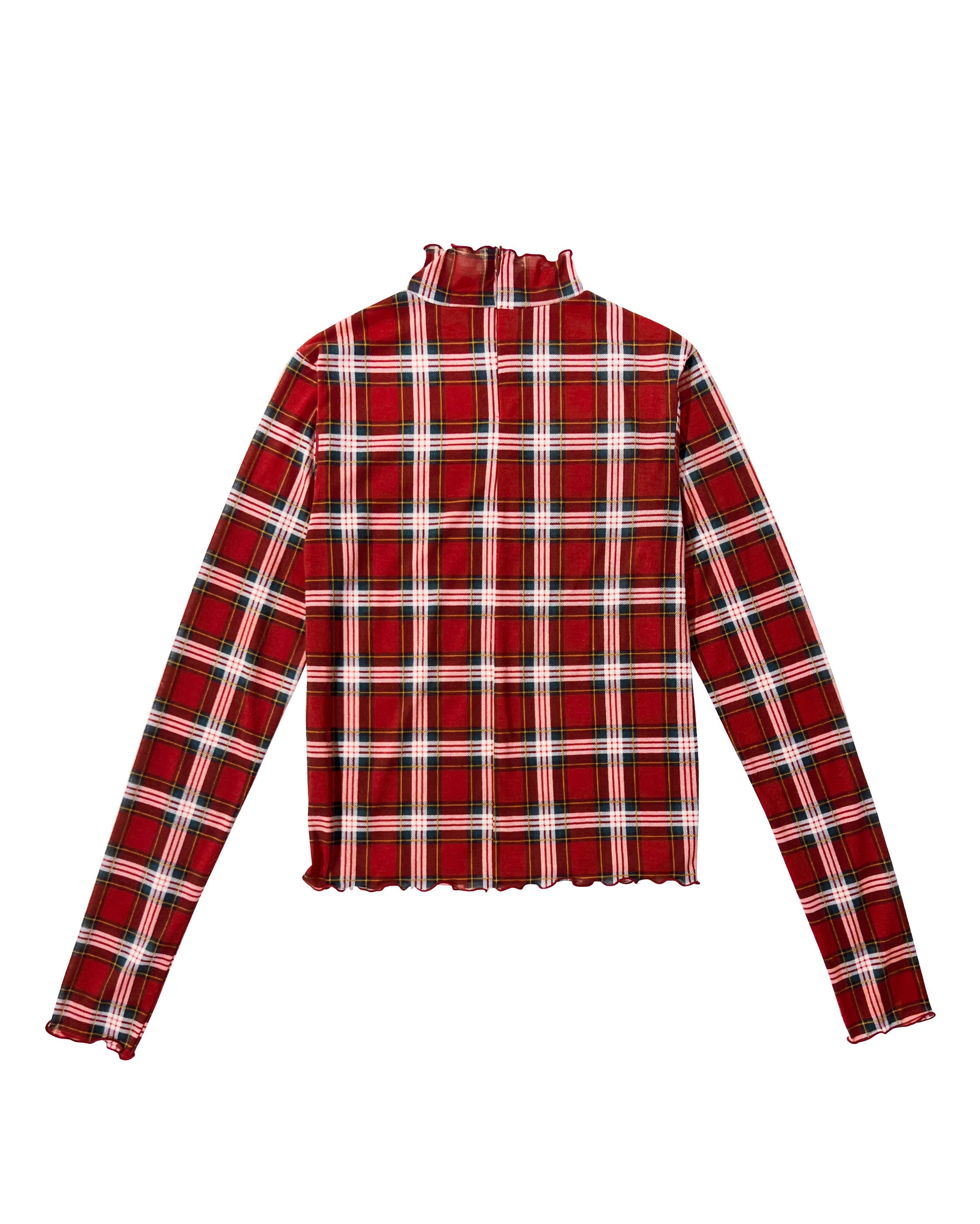 POPPY(ポピー) シースルーチェックタートルトップス Check turtle / round top