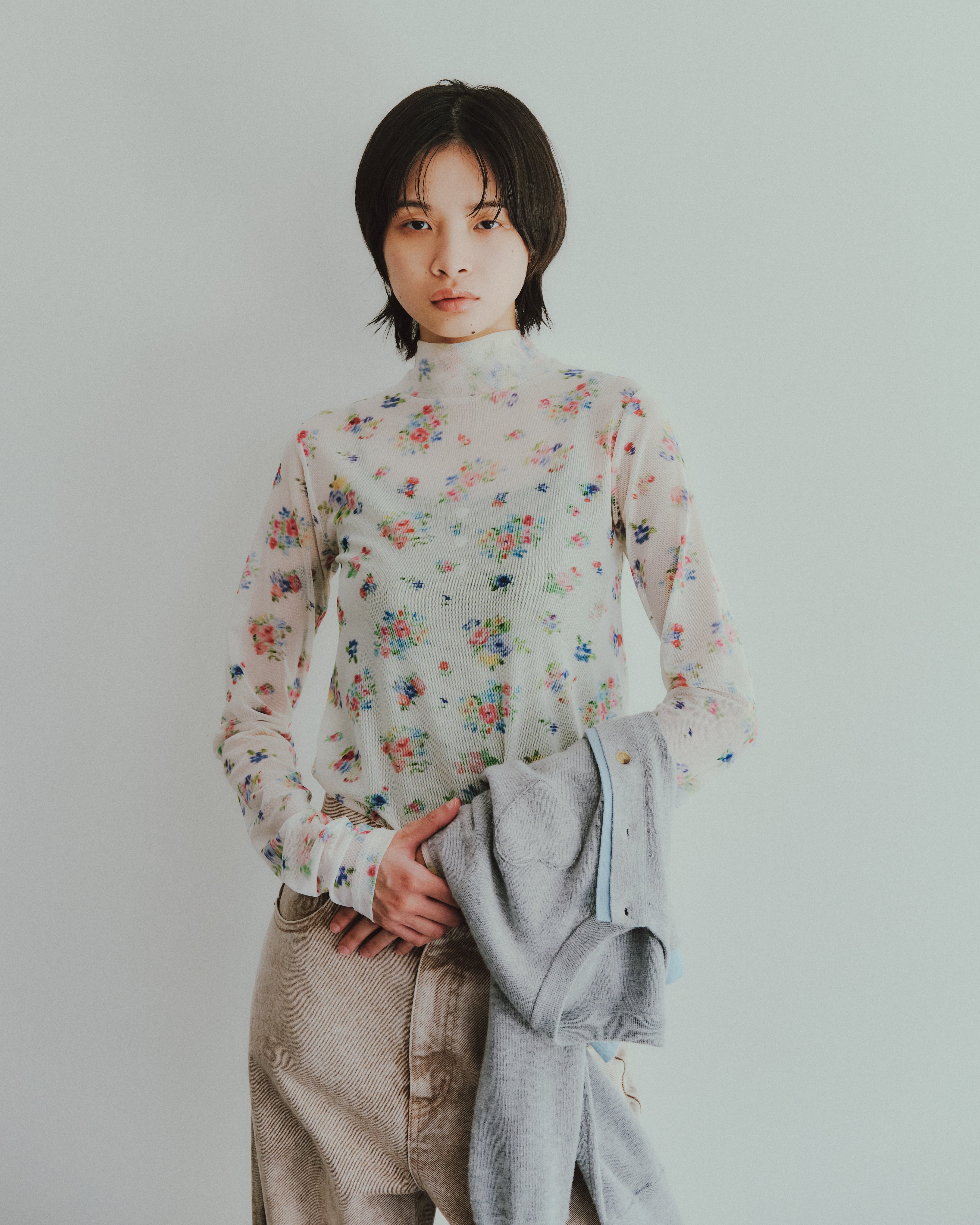 極美品✨POPPY ポピーFloral patterns see-through Floral patterns see-through tops
