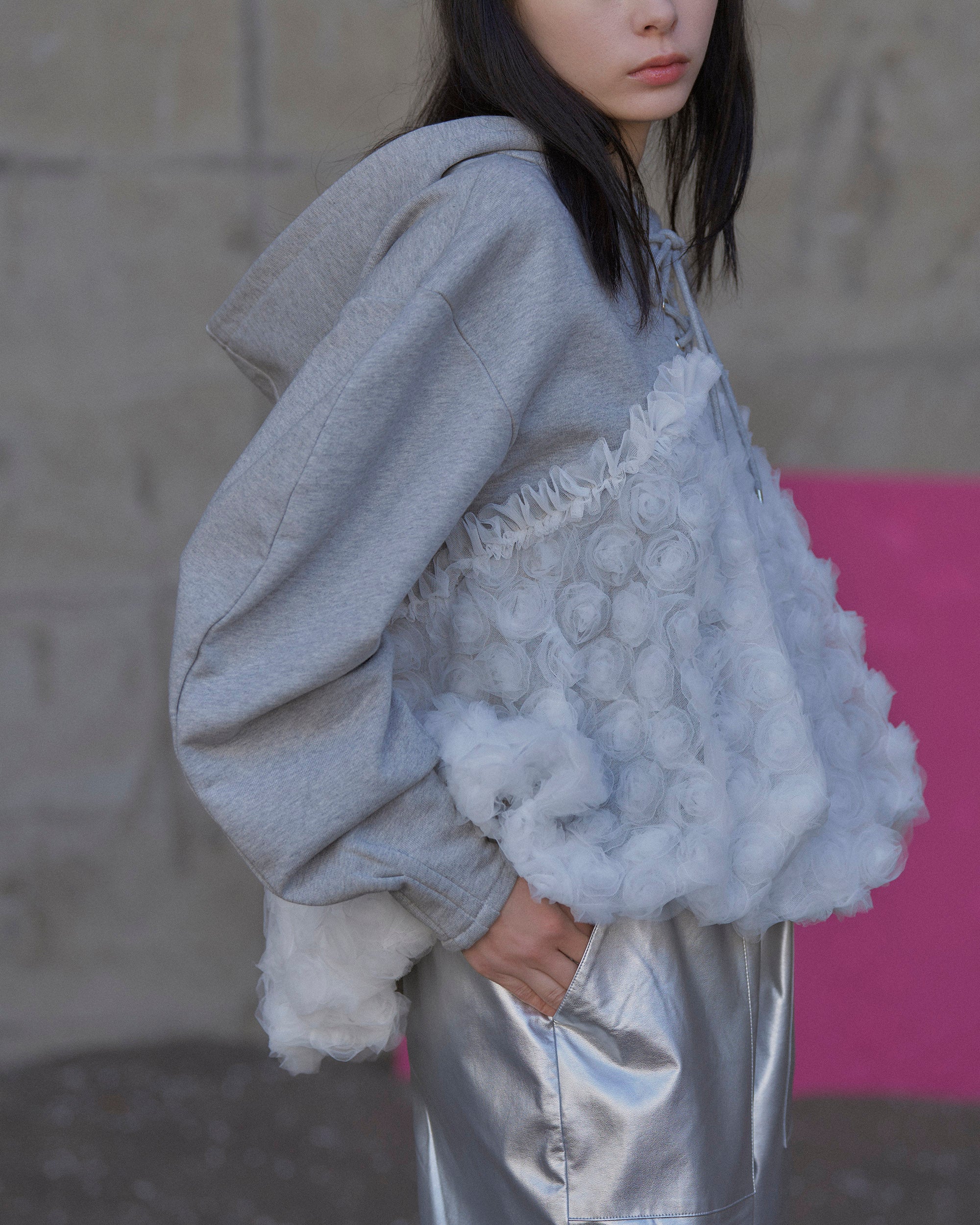 tulle docking hoodie（gray）