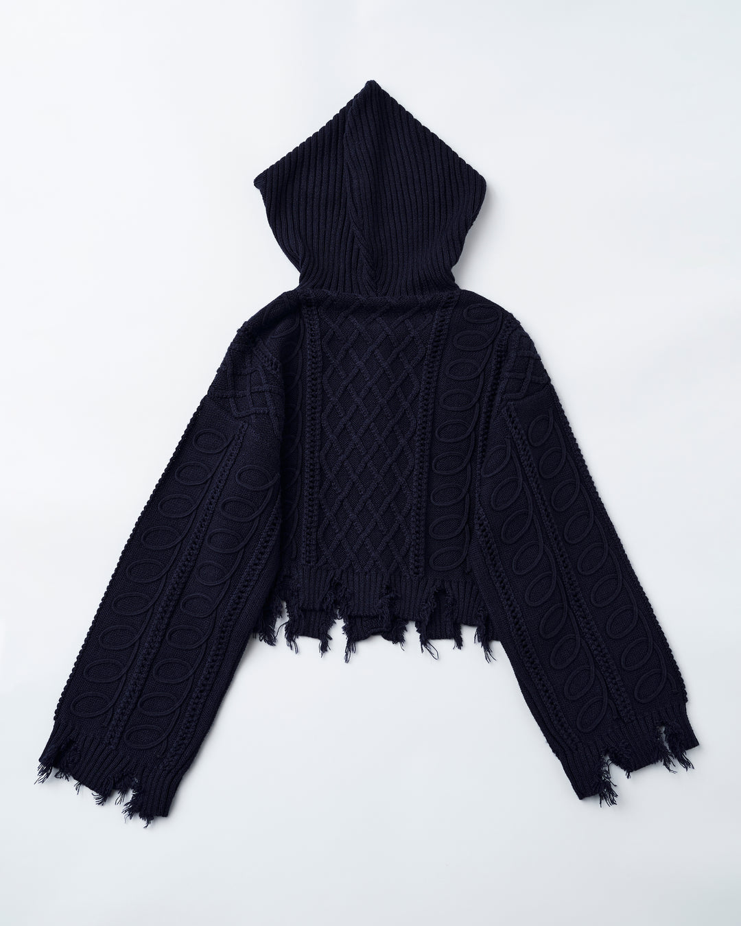 Ribbon hood cardigan (Navy) – POPPY 