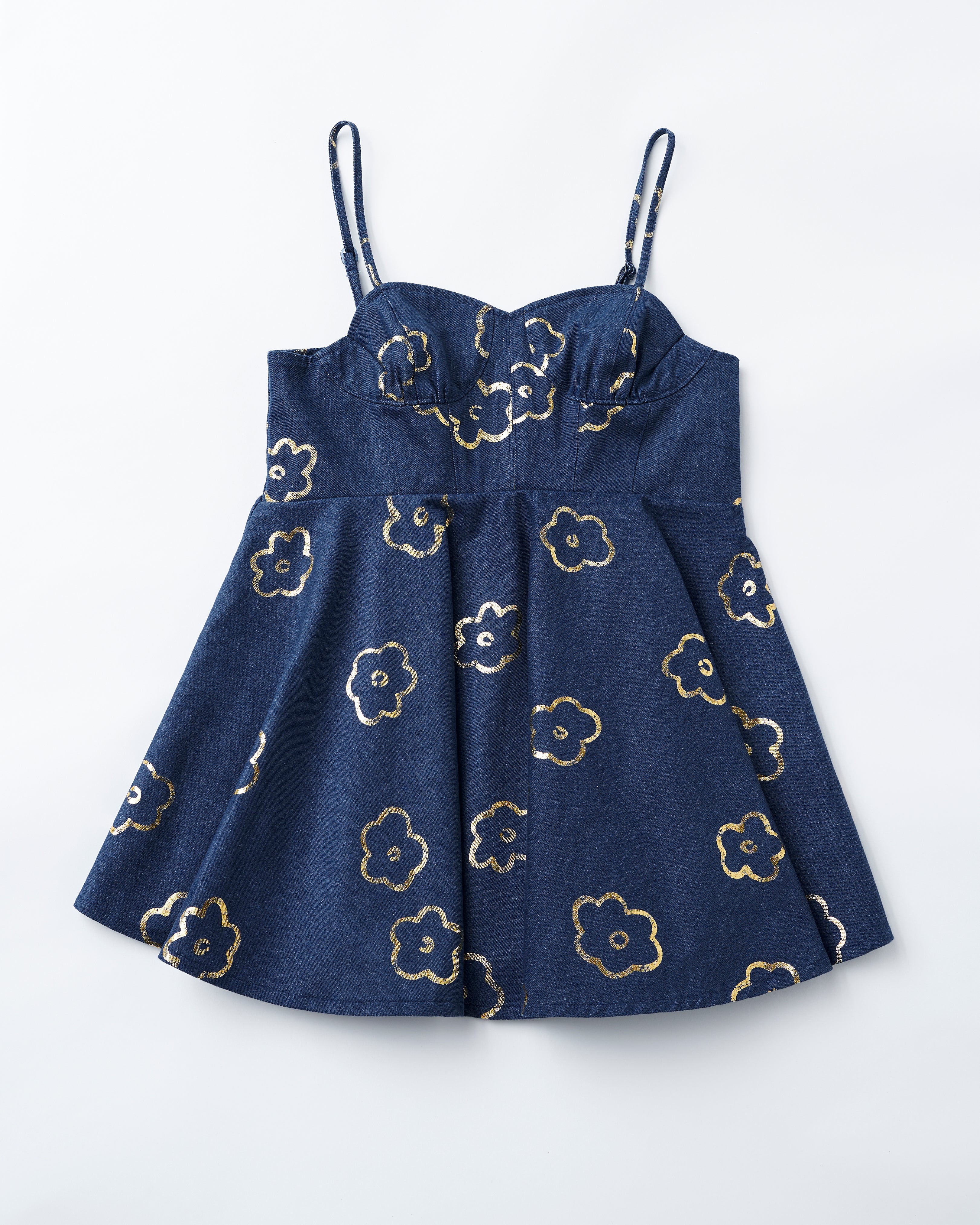 SILVER FLOWER DENIM TUNIC（LIGHT BLUE）