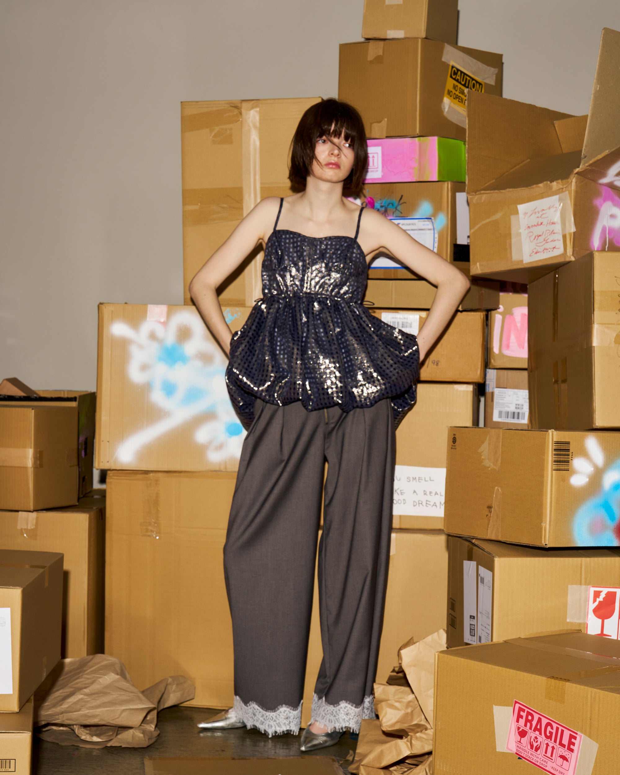 Corset wide pants (gray)