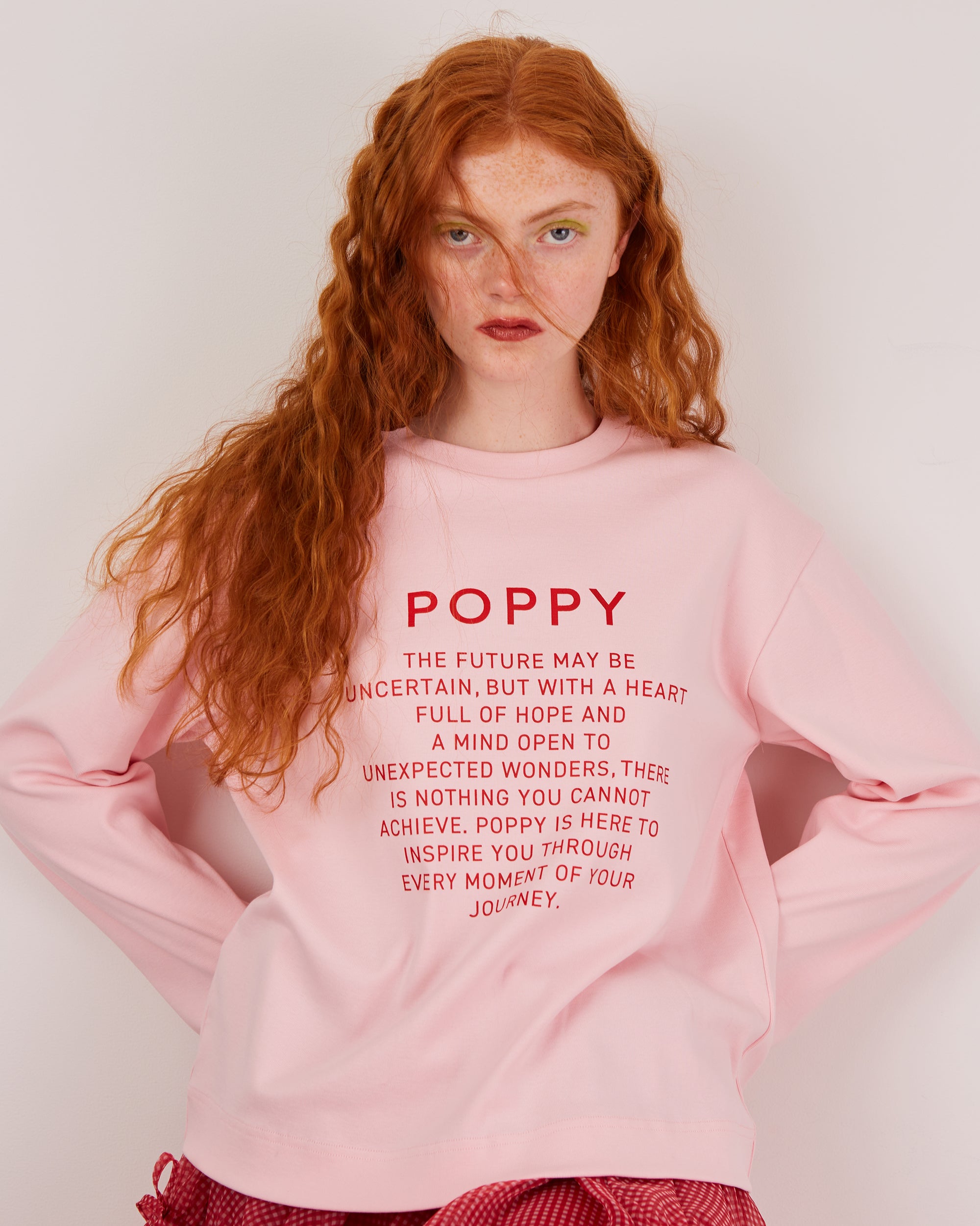 POPPY print long t-shirt (pink)