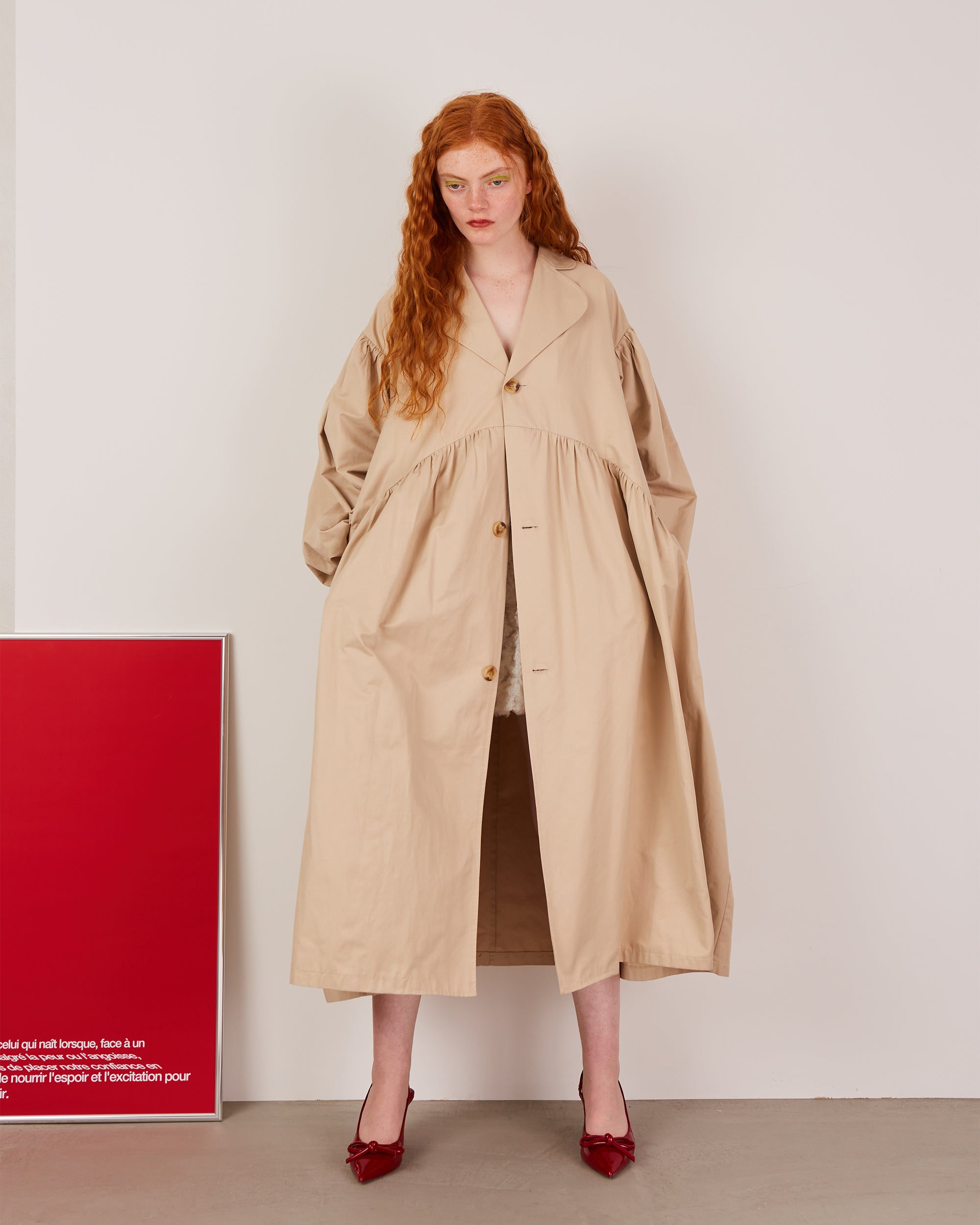 Balloon gather coat (beige)