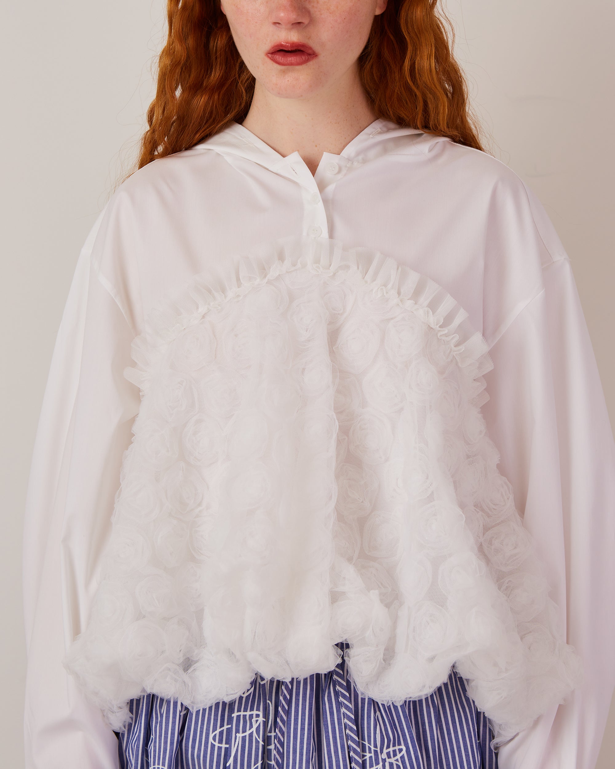 Tulle balloon hoodie shirt