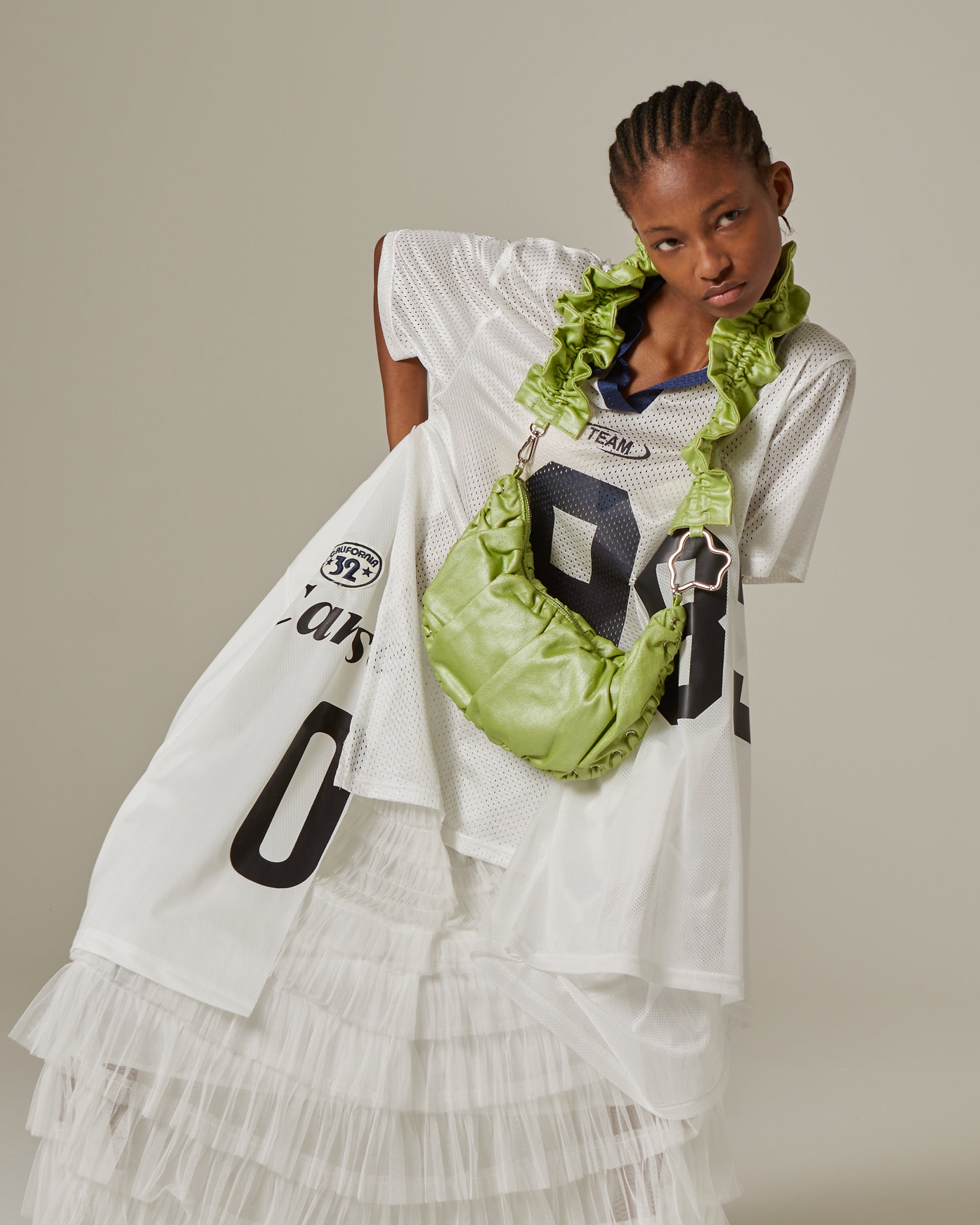 Half-moon gathered bag (green)