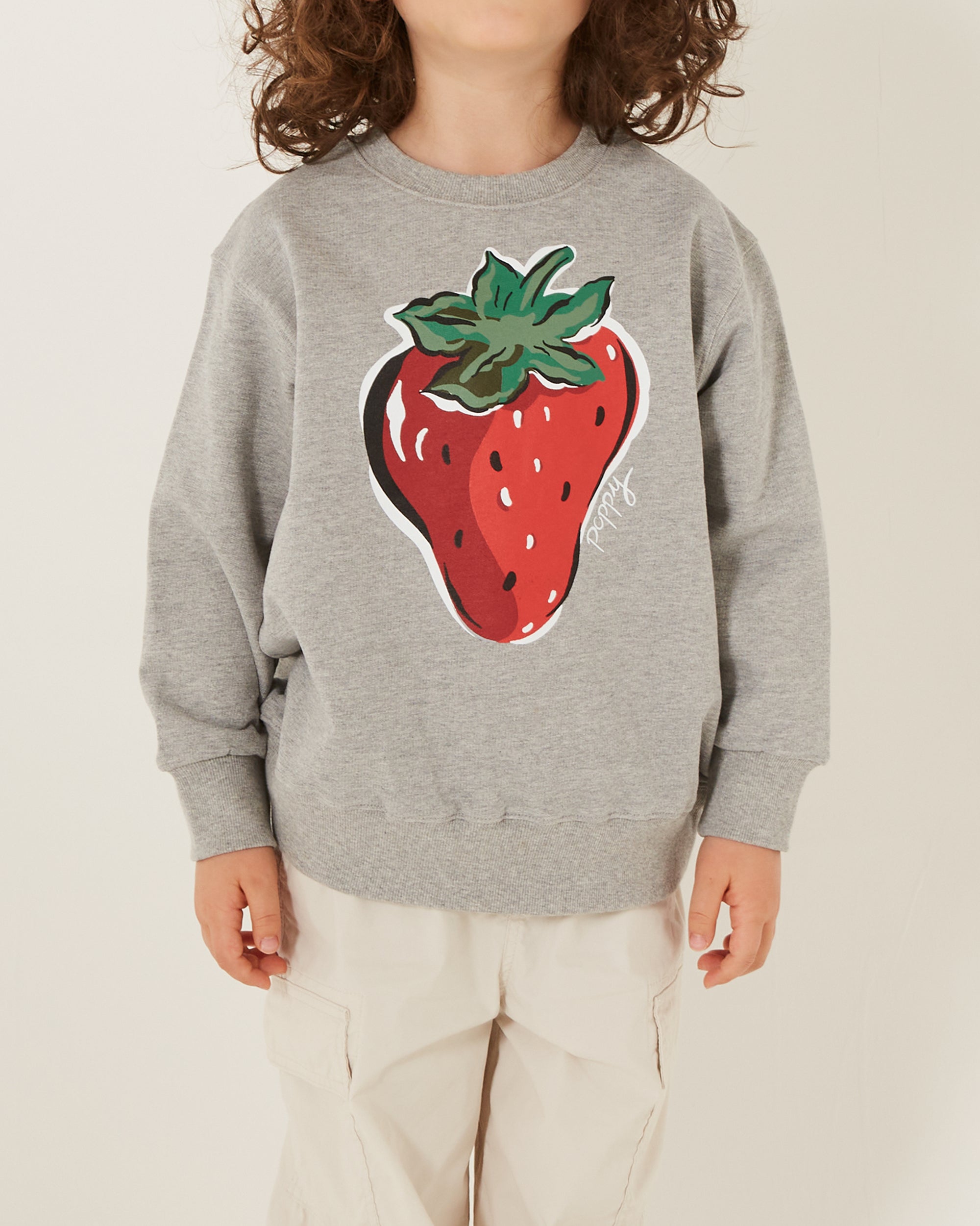 POPPY いちごプリントスウェット　グレー KIDS strawberry printed sweatshirts (Gray)