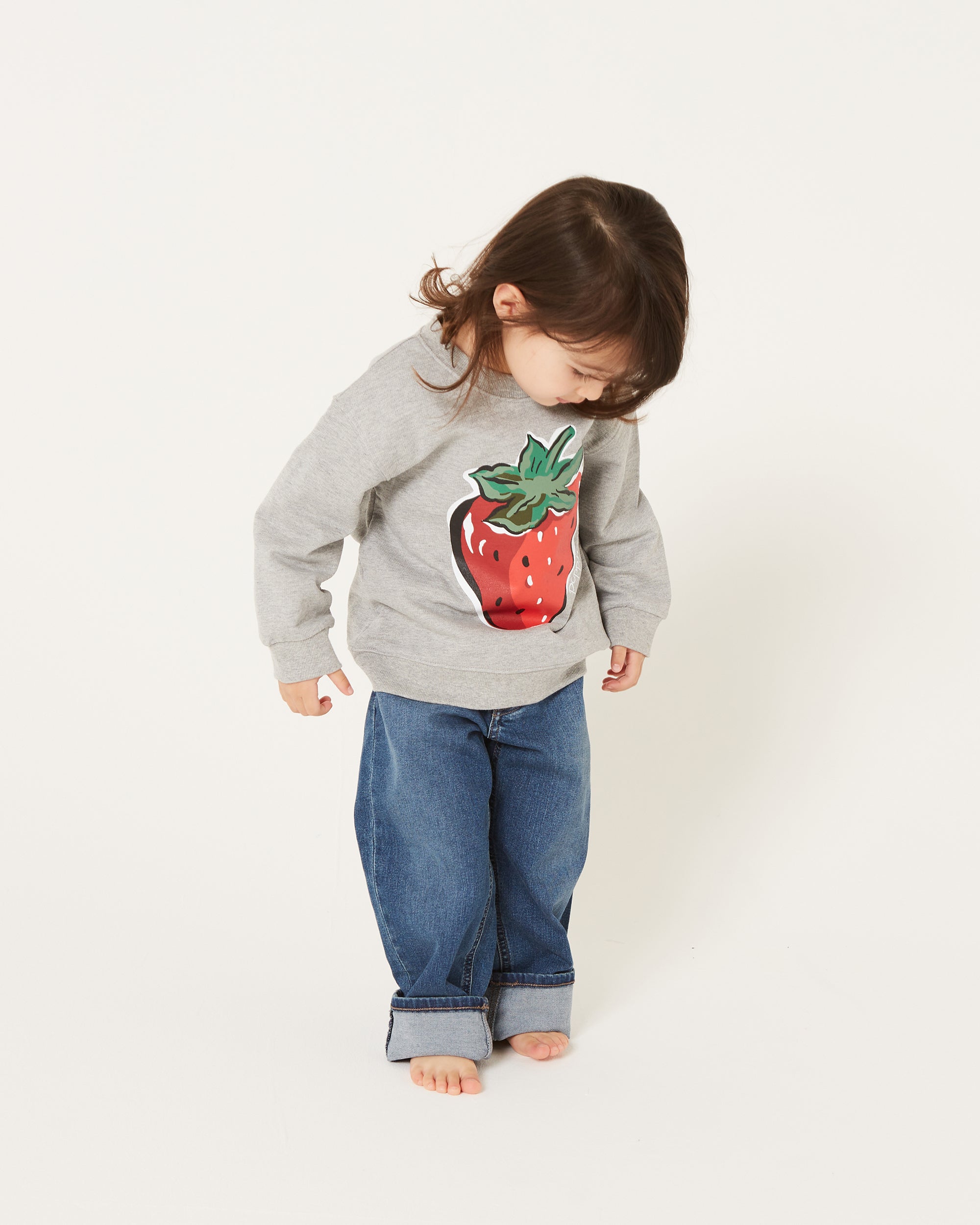 KIDS strawberry printed sweatshirts (Gray)