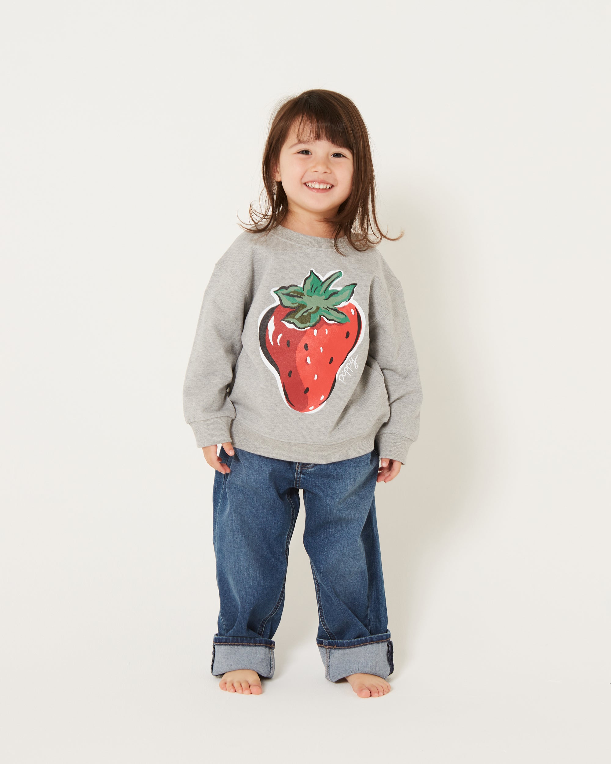 KIDS strawberry printed sweatshirts (Gray)