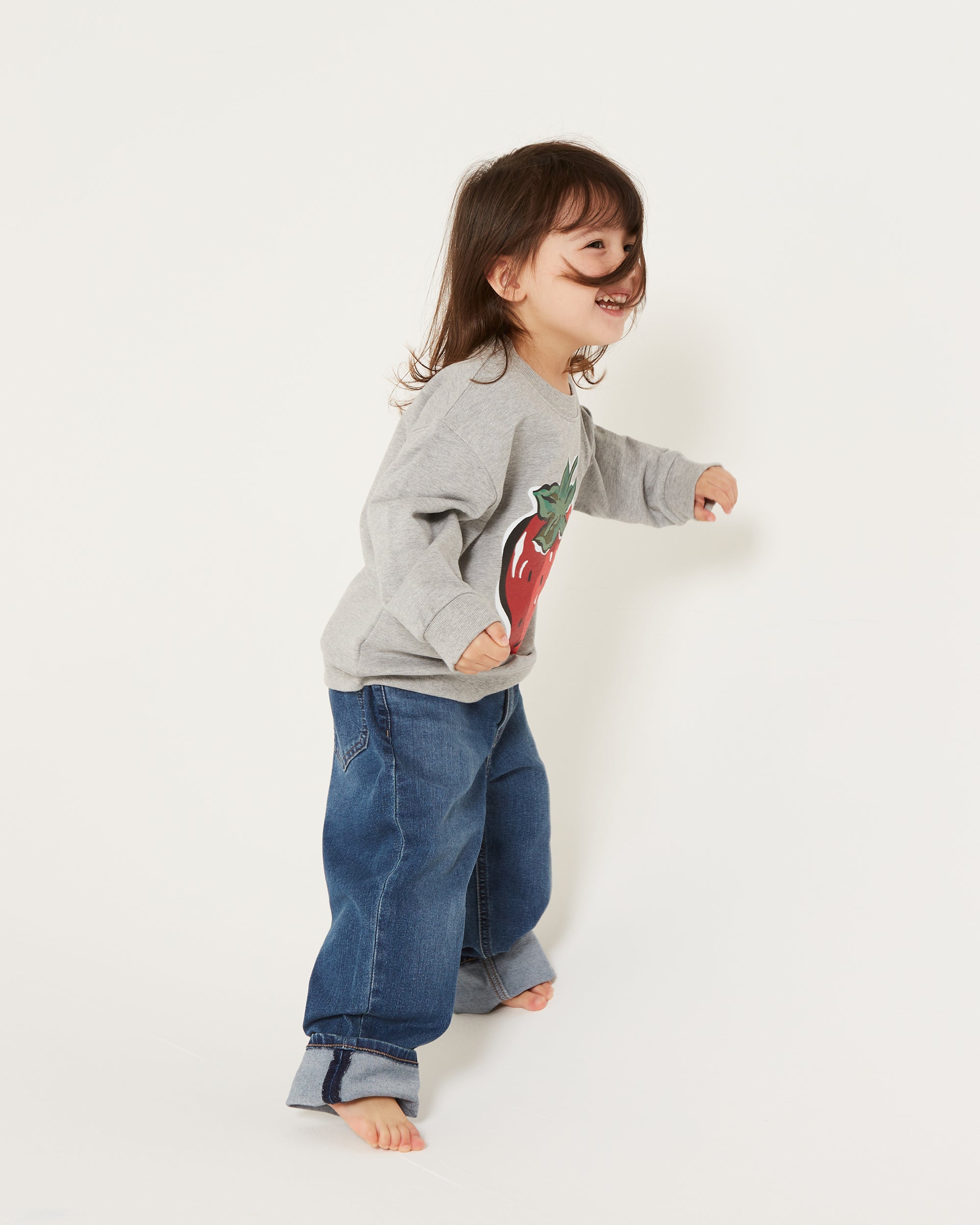 KIDS strawberry printed sweatshirts (Gray)