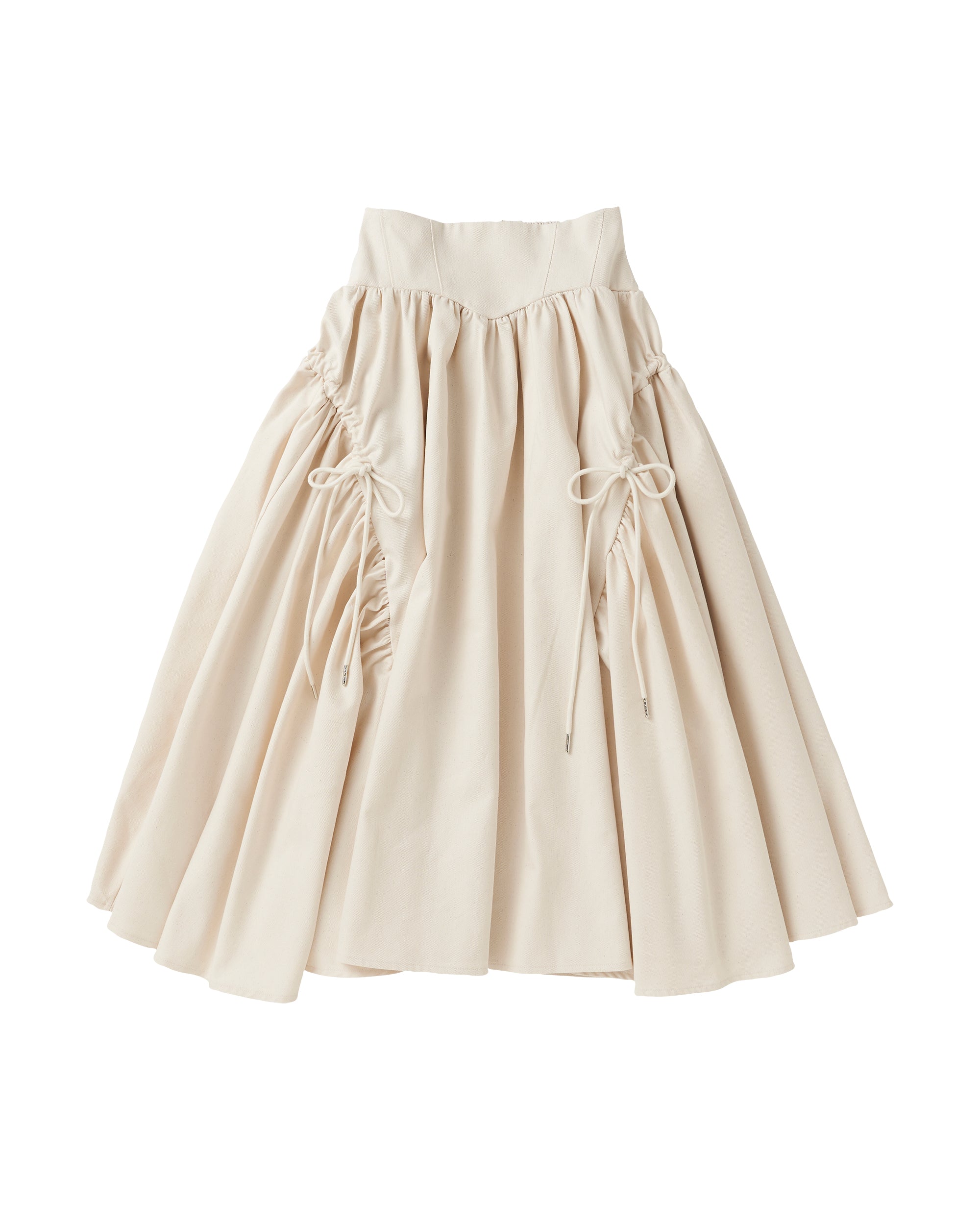 corset gather denim skirt (off white)