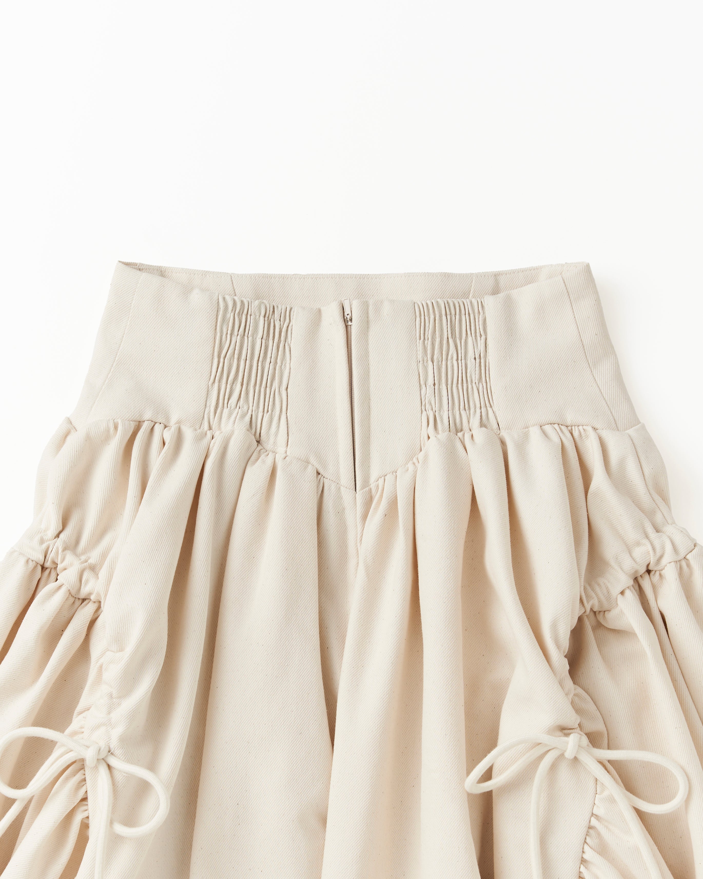 corset gather denim skirt (off white)