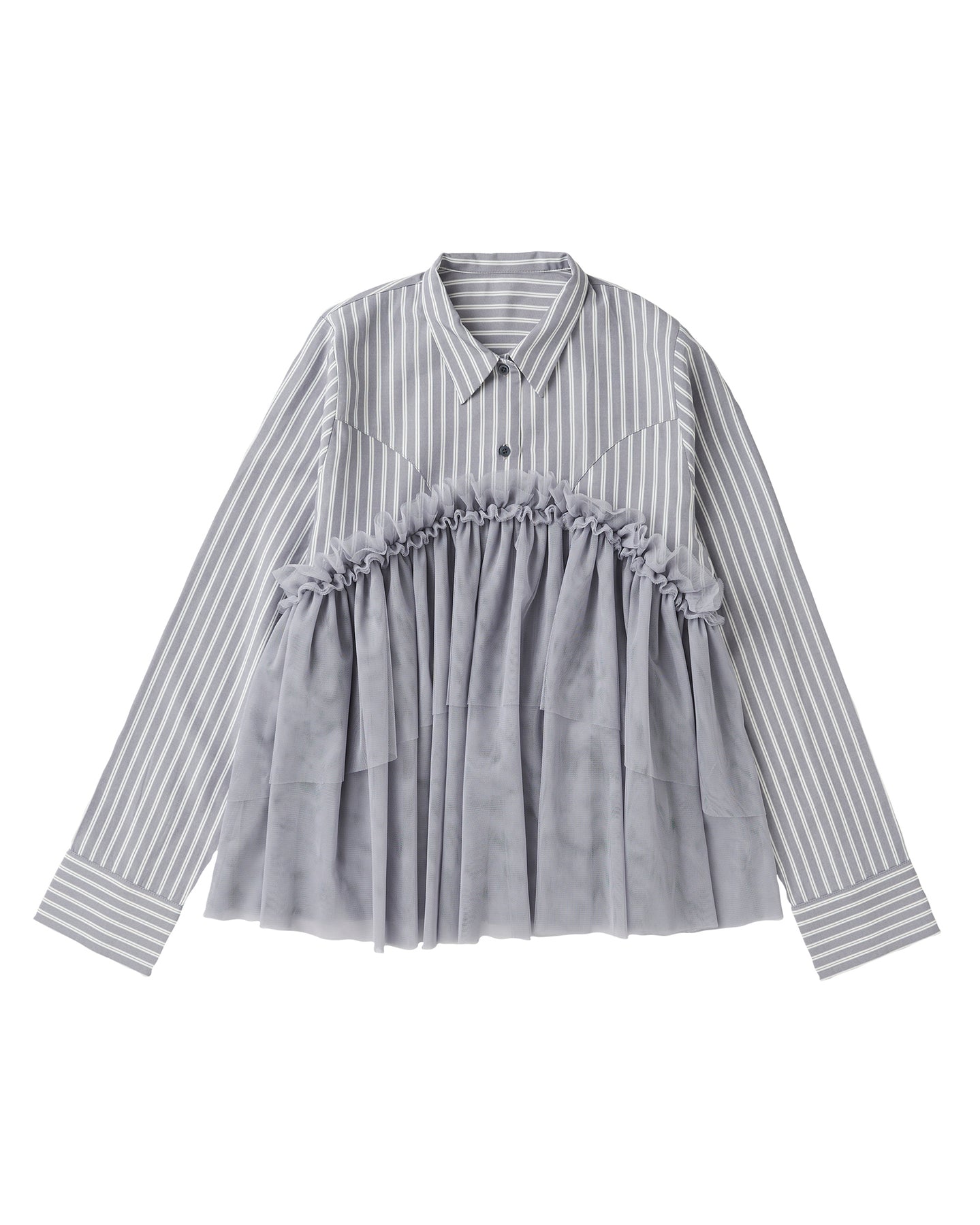tulle docking flare shirt (gray stripe)