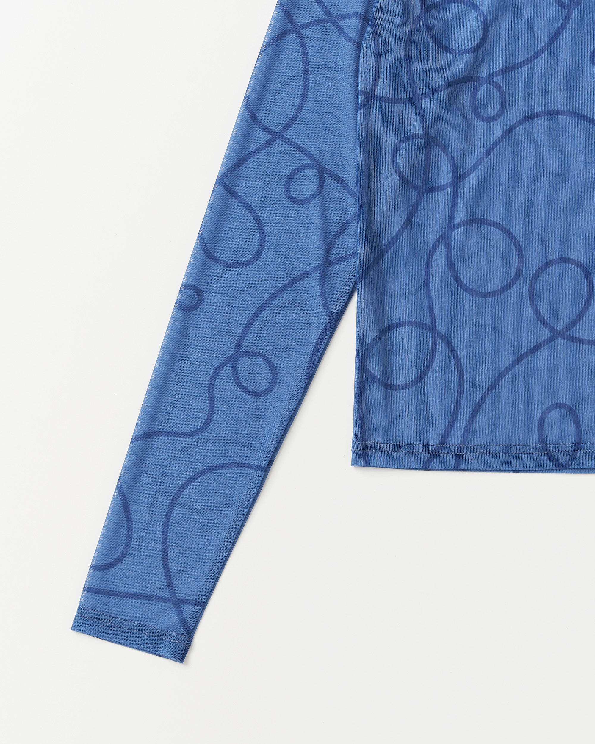 uneune see-through  round neck tops (blue)