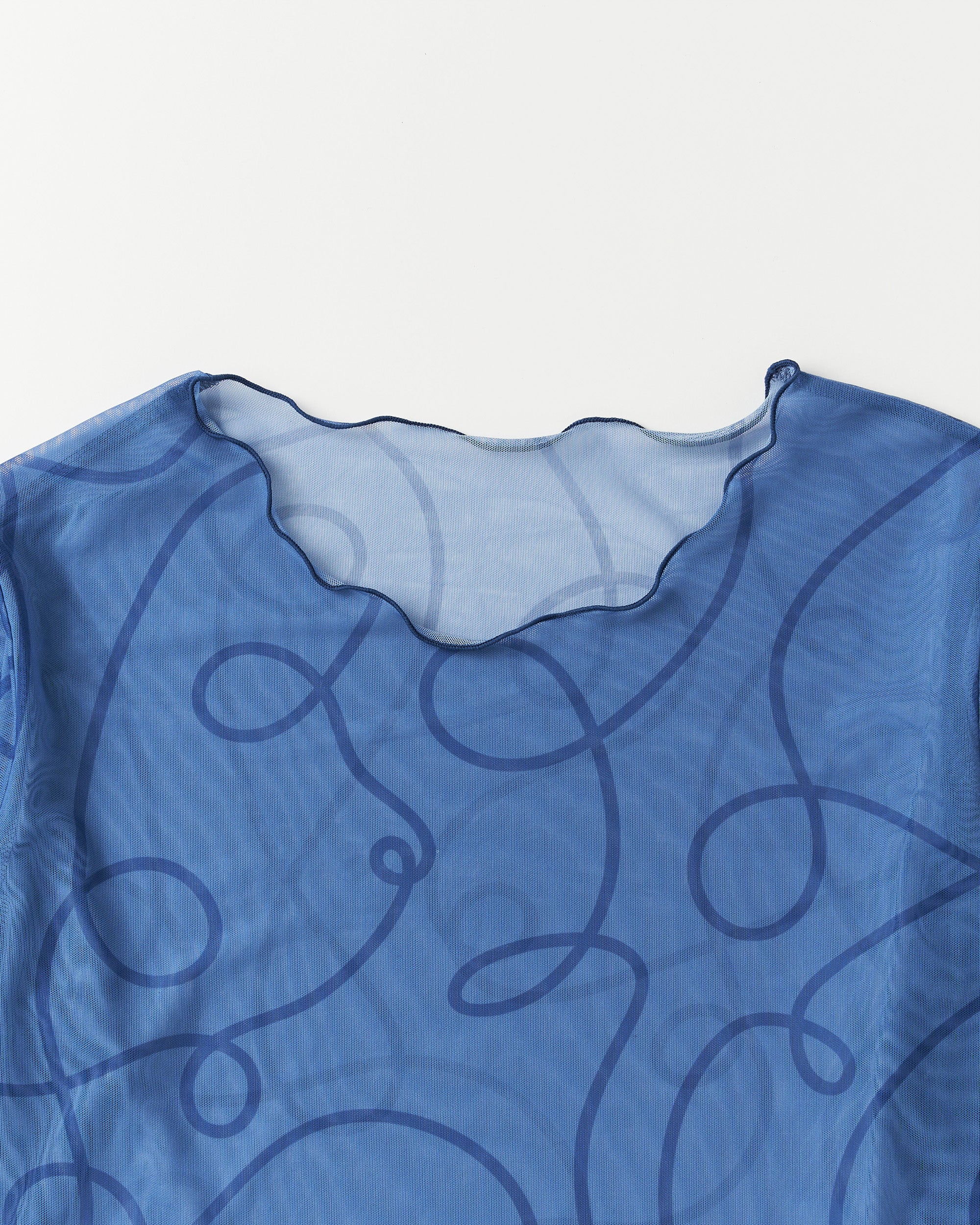 極美品 POPPY UNEUNE シースルートップス ラウンドネックトップス uneune see-through round neck tops (blue)
