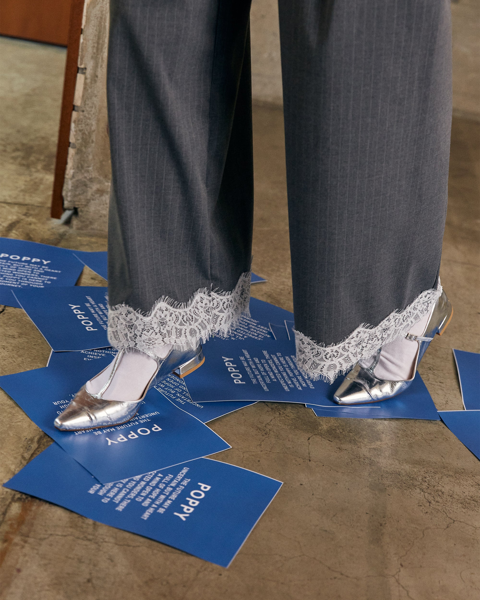 poppy ハーフパンツ jacquard half flare pants (blue flower)