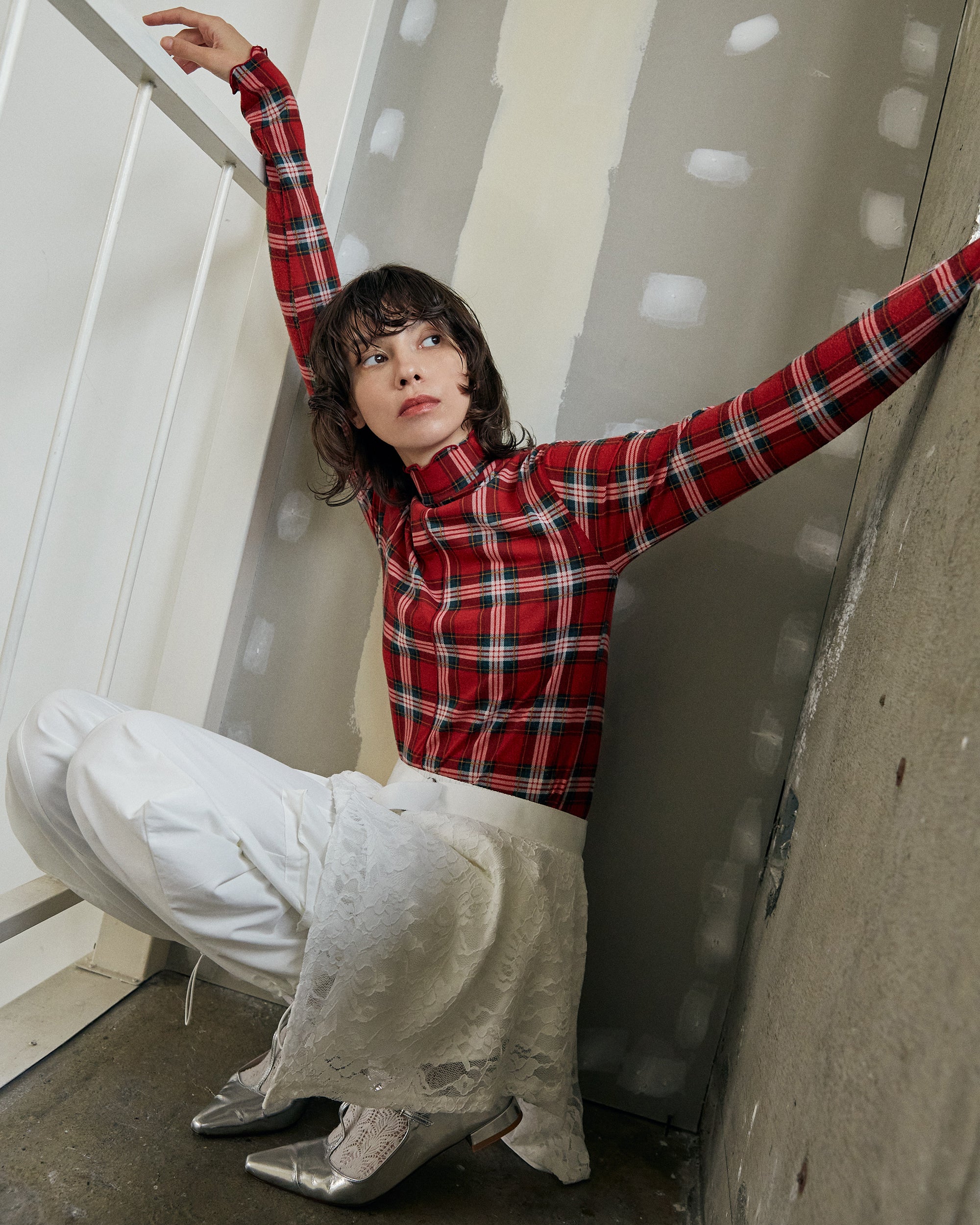 Lace draped wrap skirt