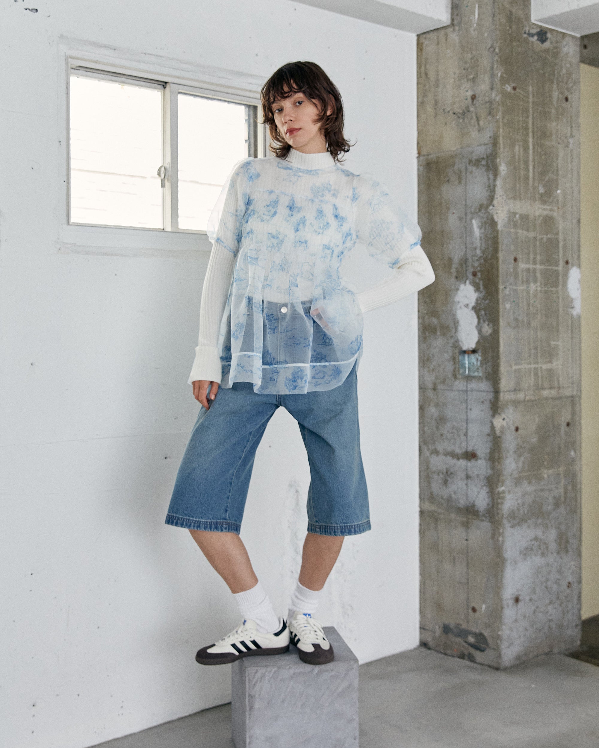 Toile de Jouy organdy shirring tunic