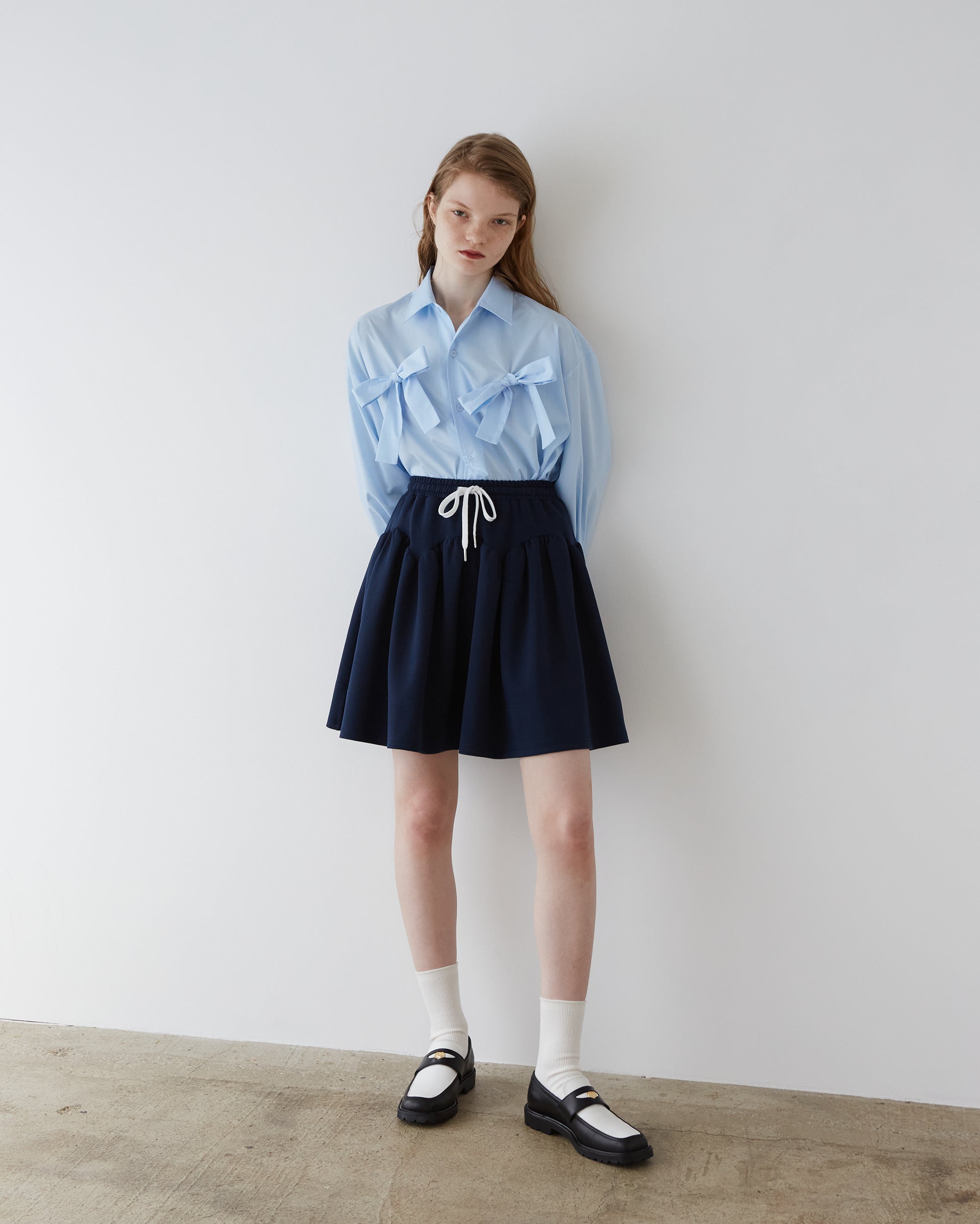 Double ribbon shirt (light blue)