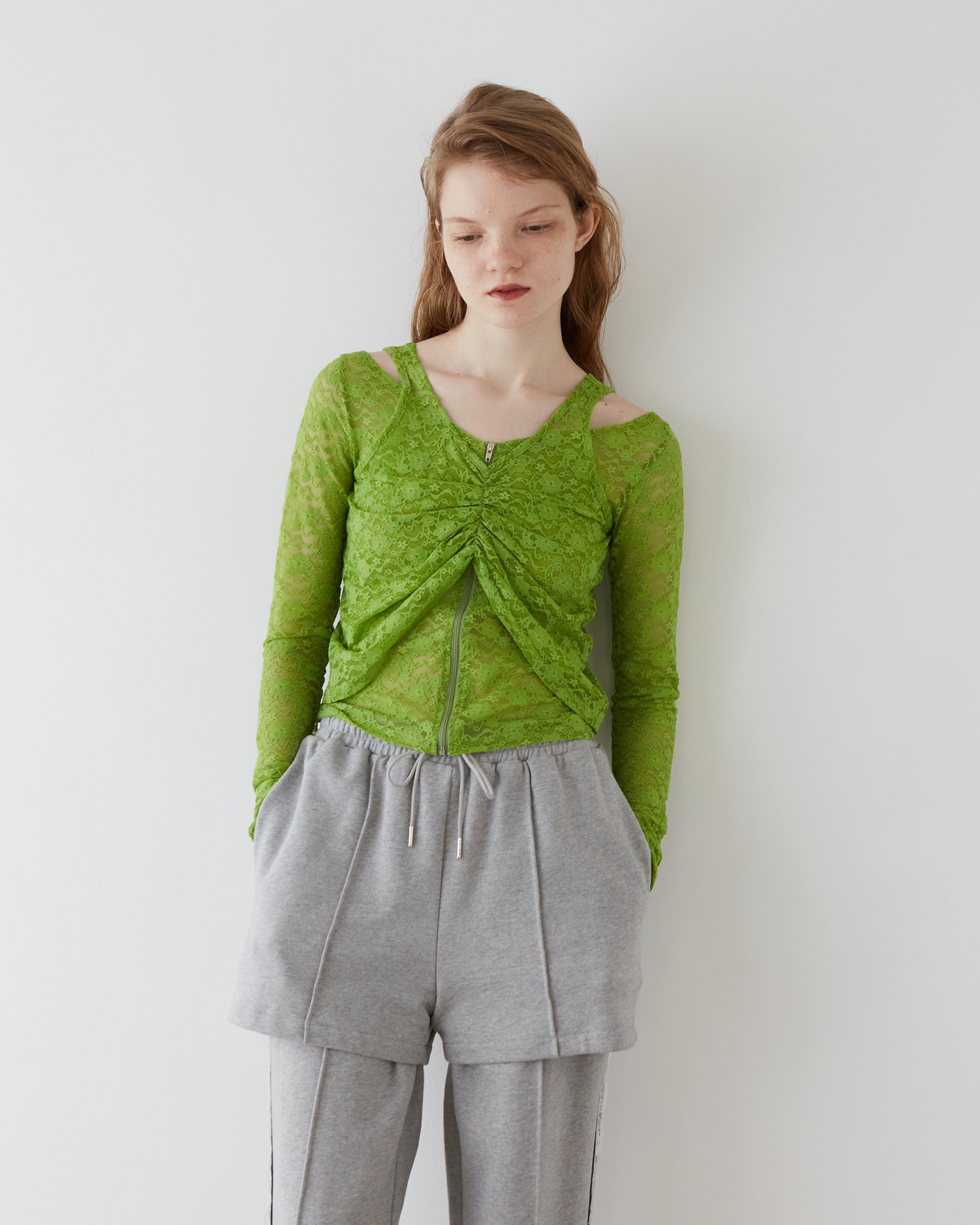 Lace layered round tops (green)