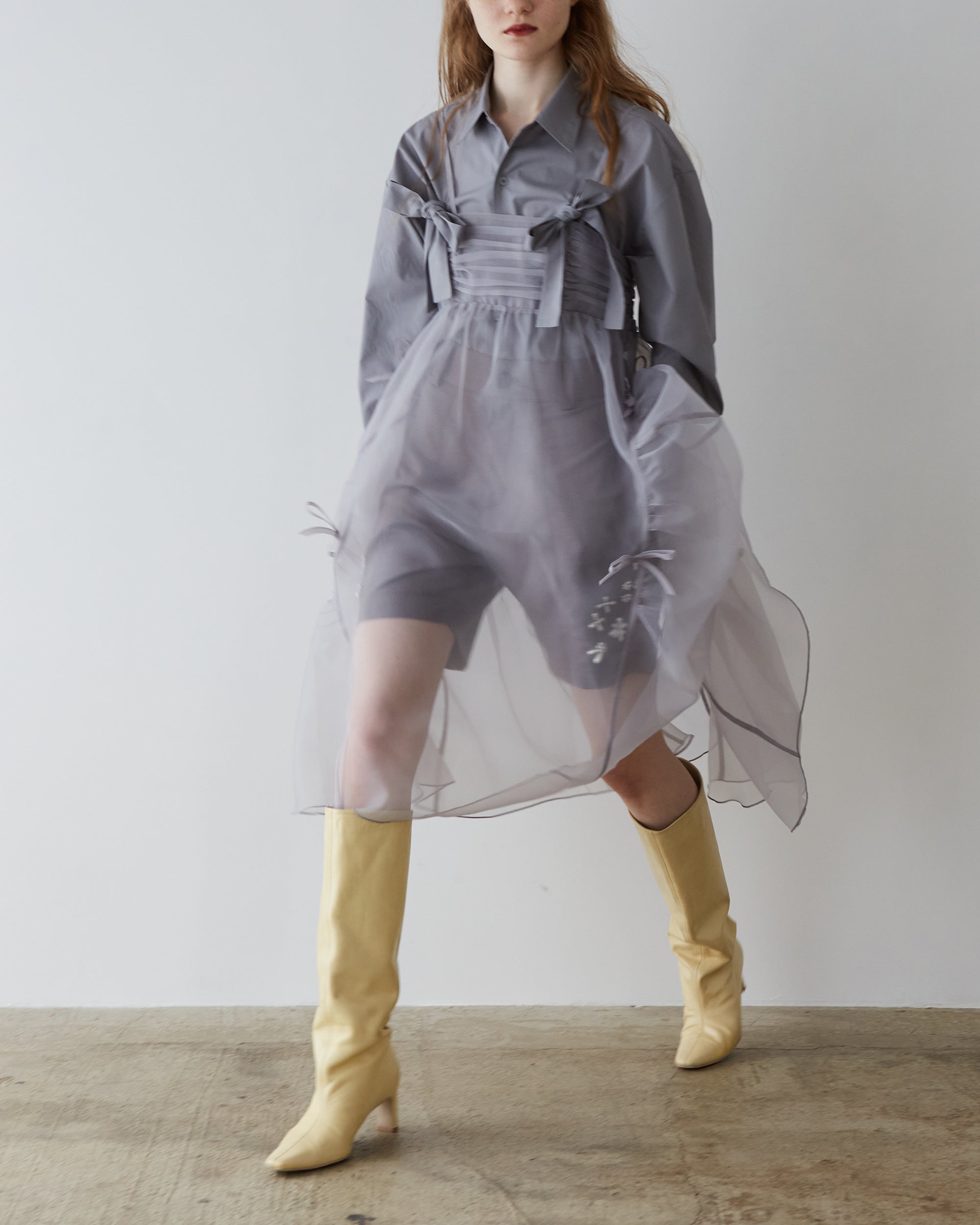 Double ribbon shirt (gray)