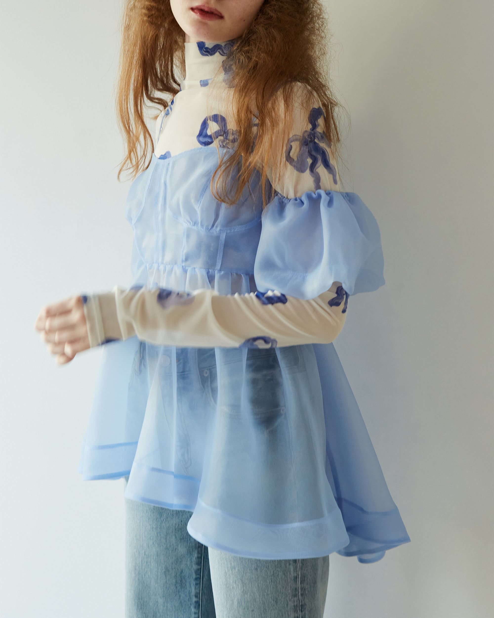 Organdy off-shoulder cami tunic