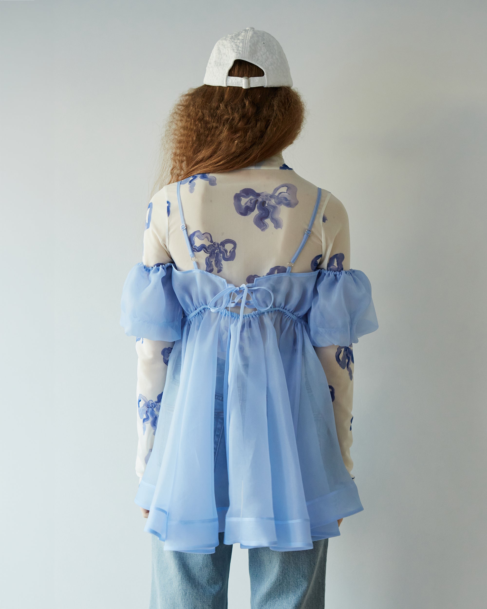 Organdy off-shoulder cami tunic