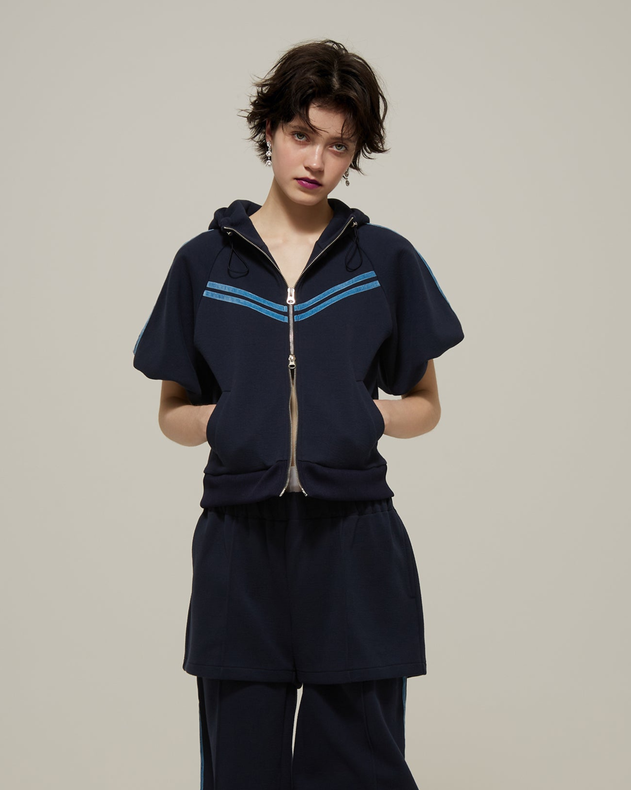 Bonding raglan hoodie (navy)