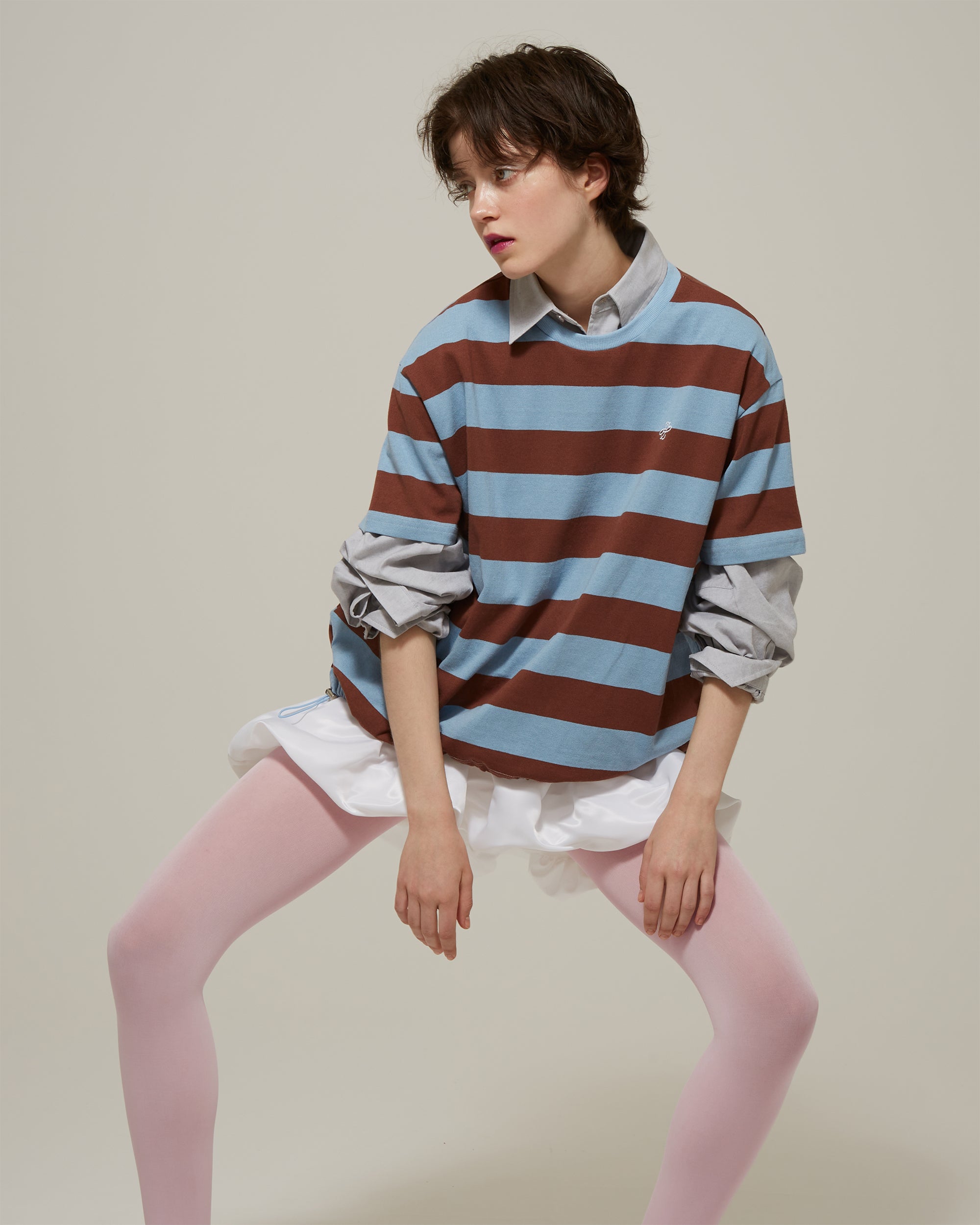 Cocoon border t-shirt (blue)