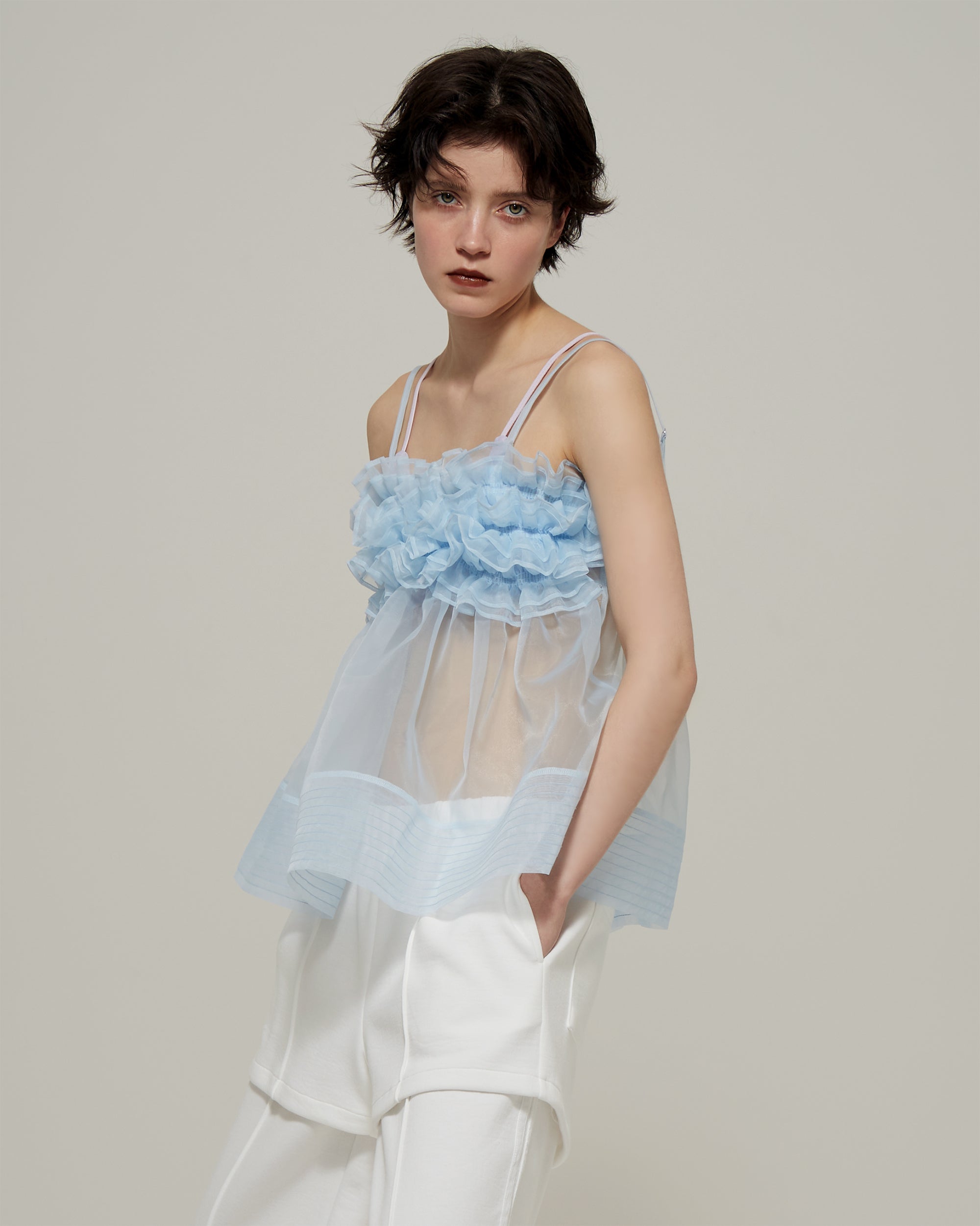 Wave gathered peplum bustier (blue)