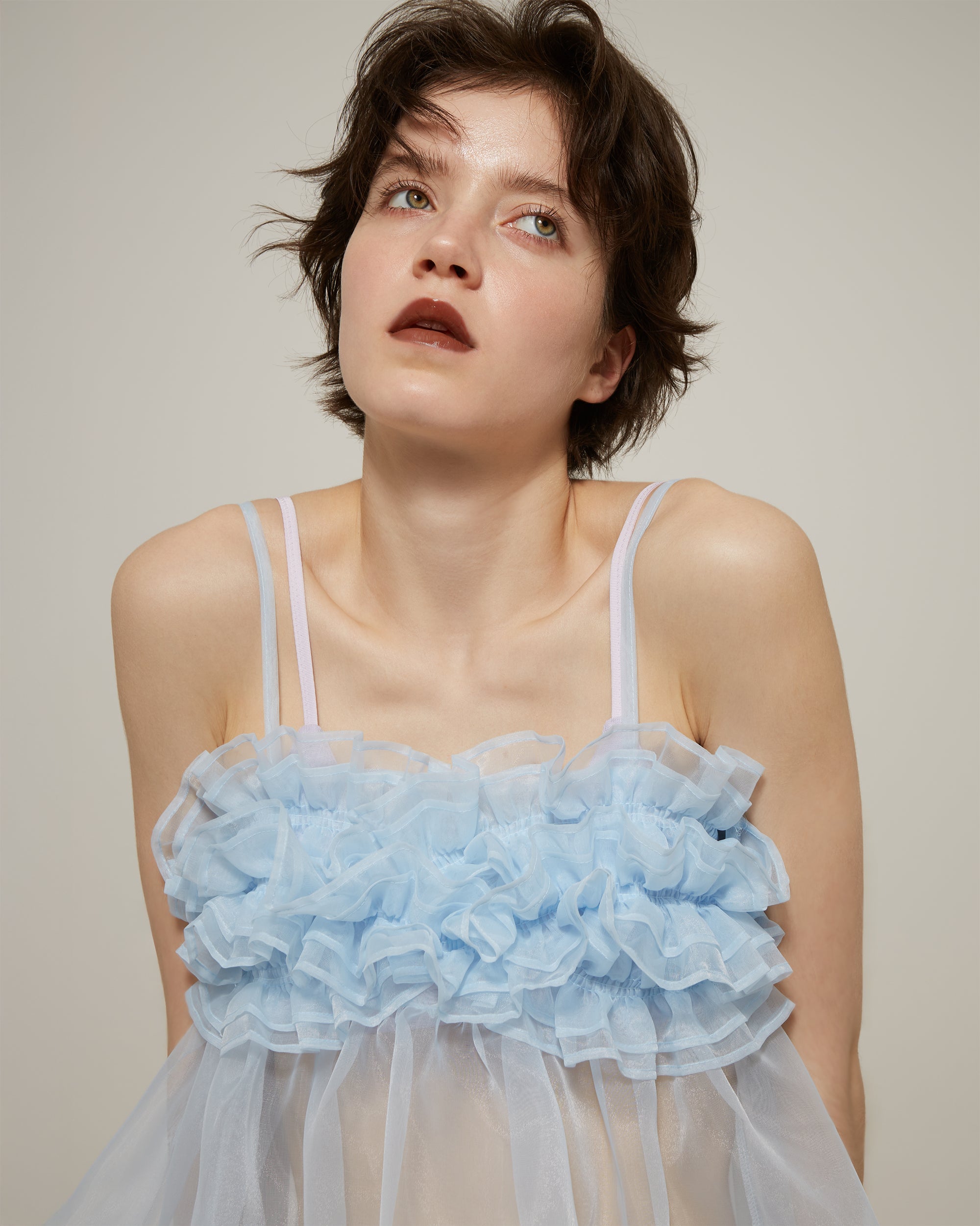 Wave gathered peplum bustier (blue)