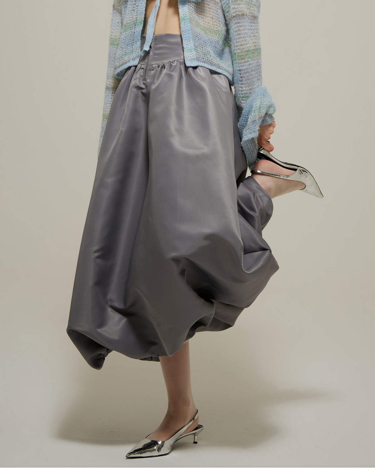 Corset long balloon skirt (gray)