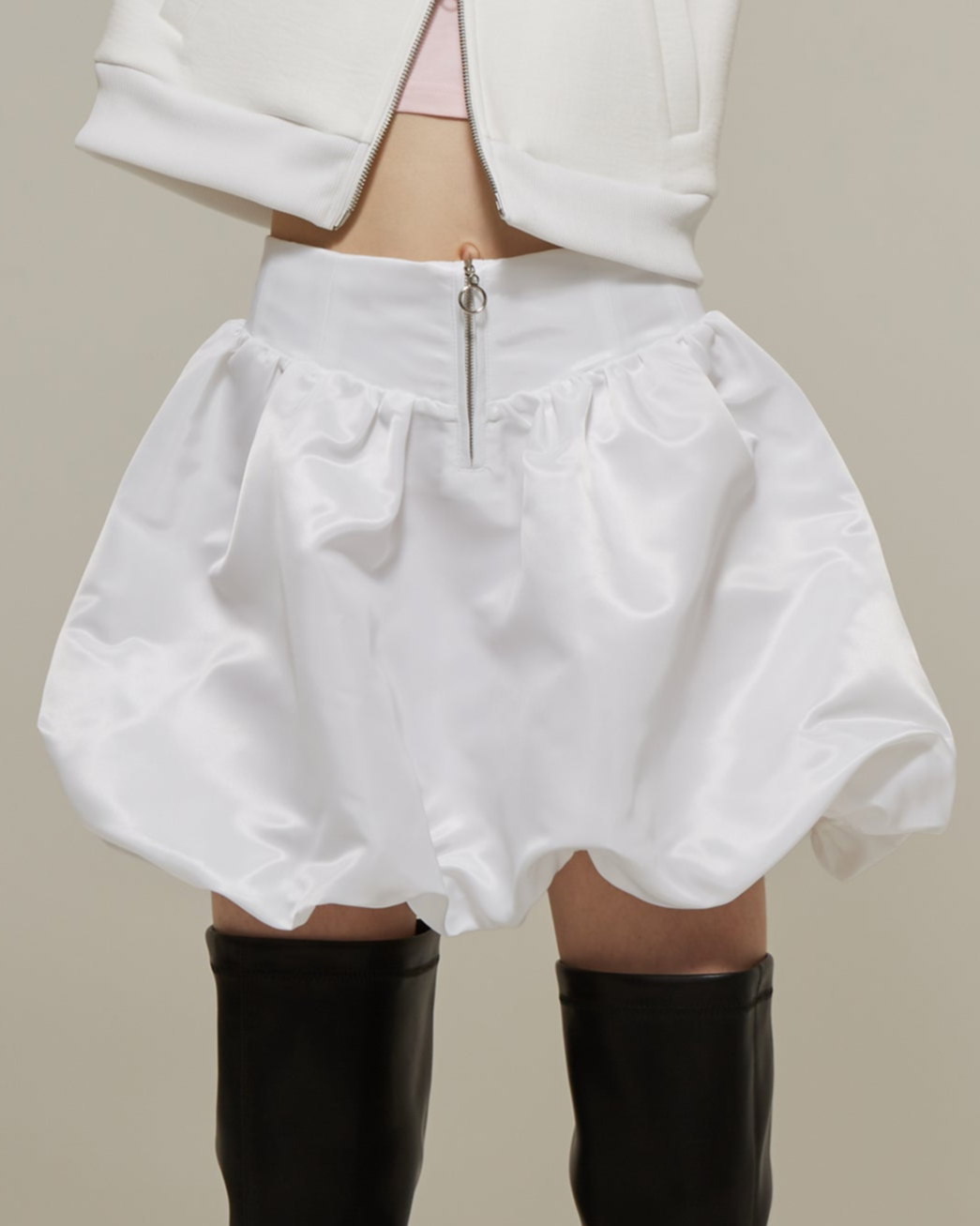Corset balloon mini skirt (white)