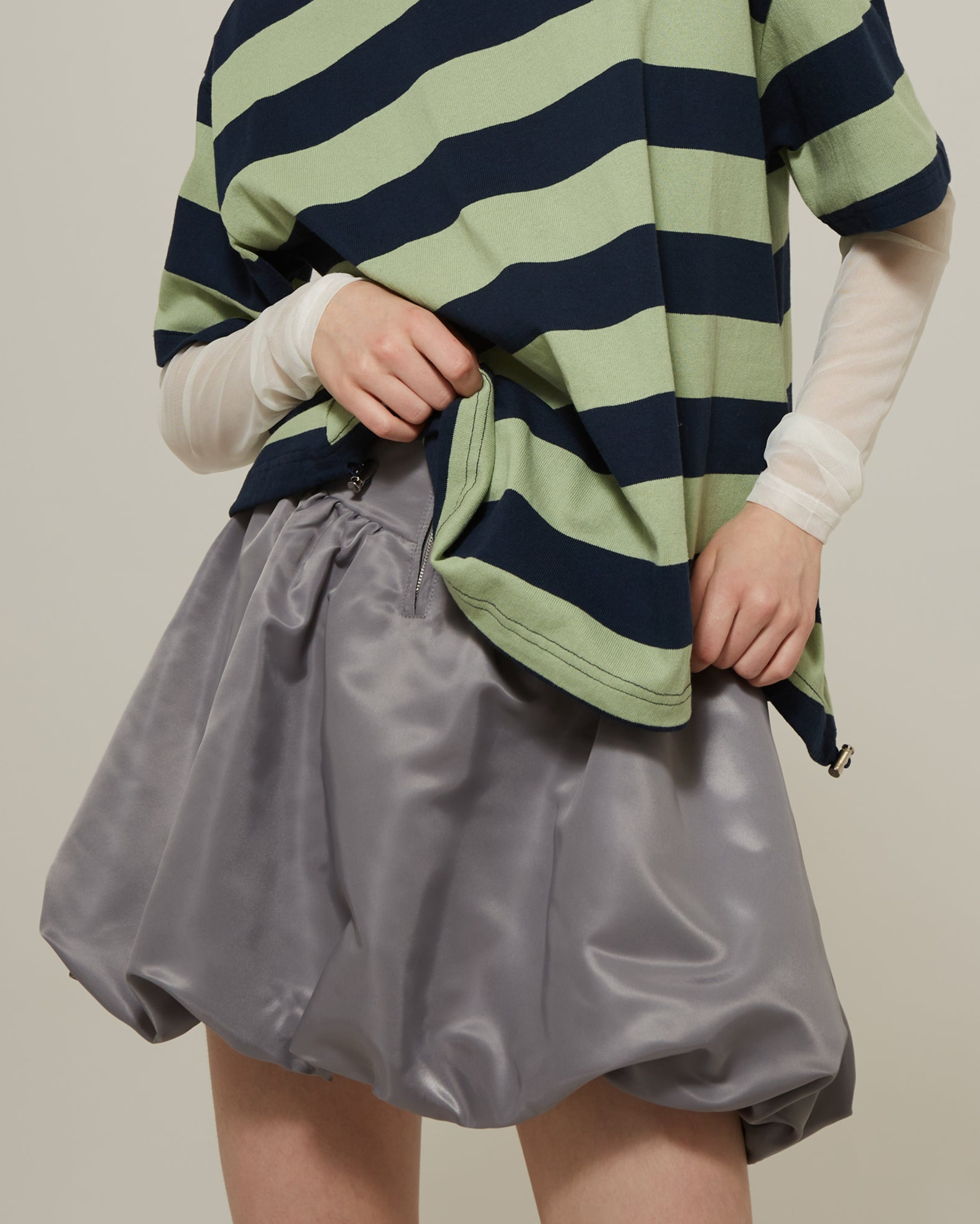 Corset balloon mini skirt (gray)