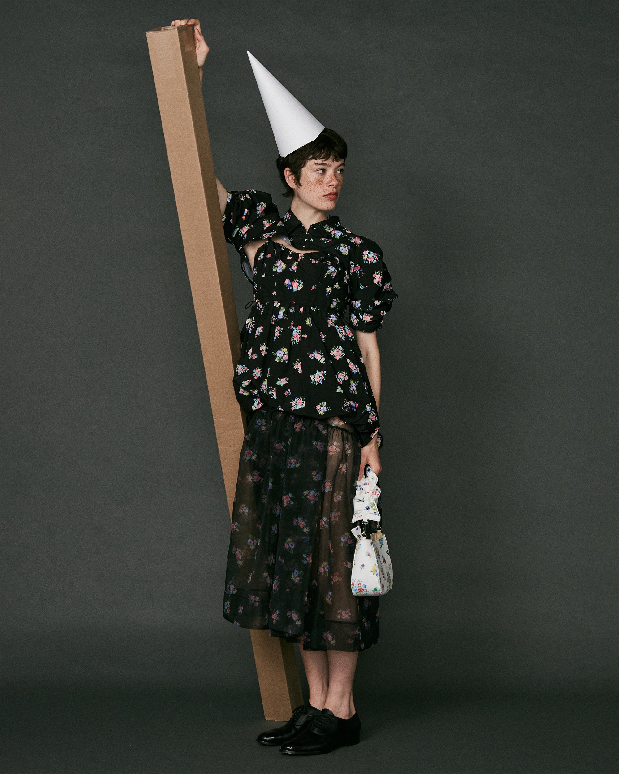 Balloon flower cami tunic (black flower)