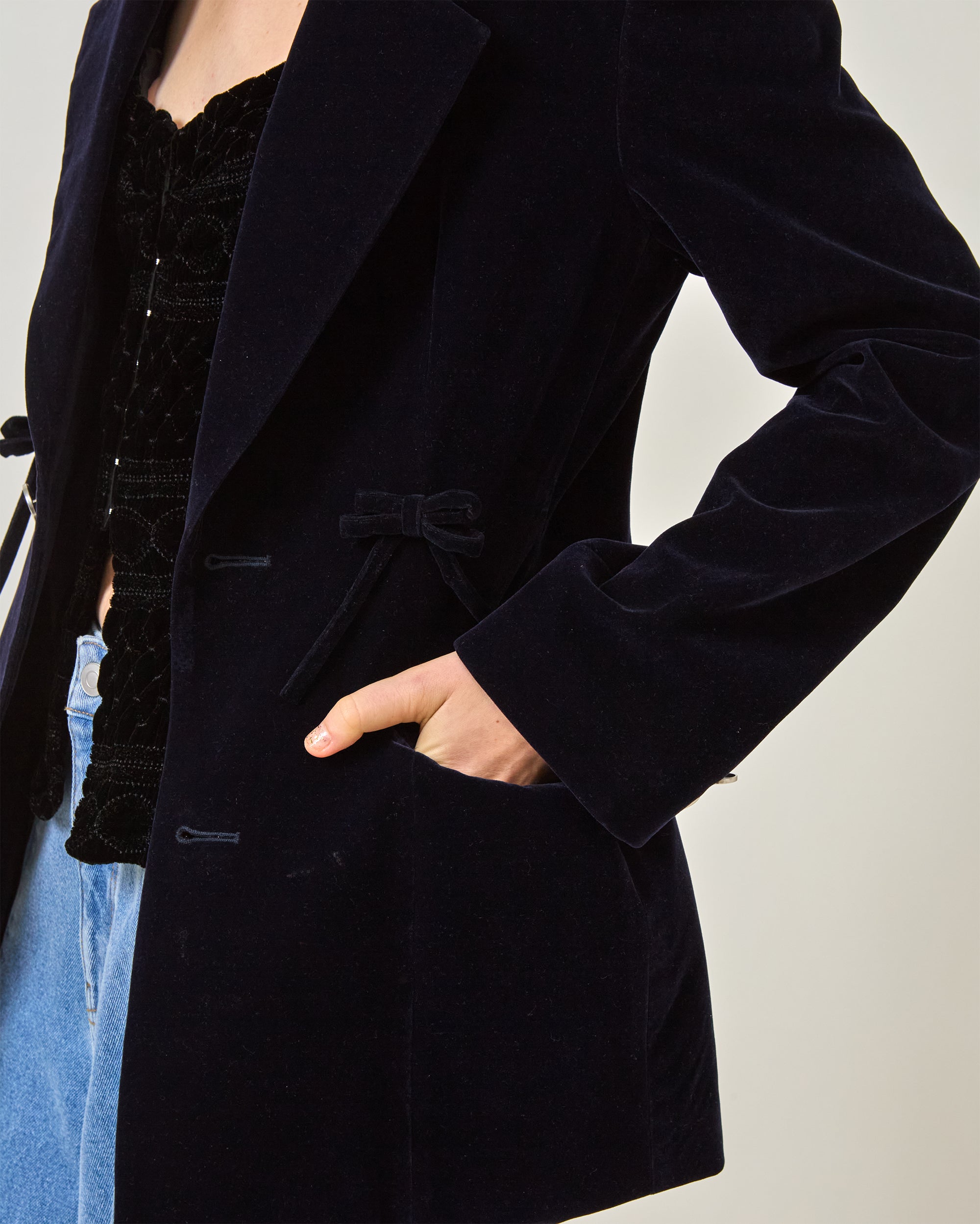 Ribbon velvet jacket