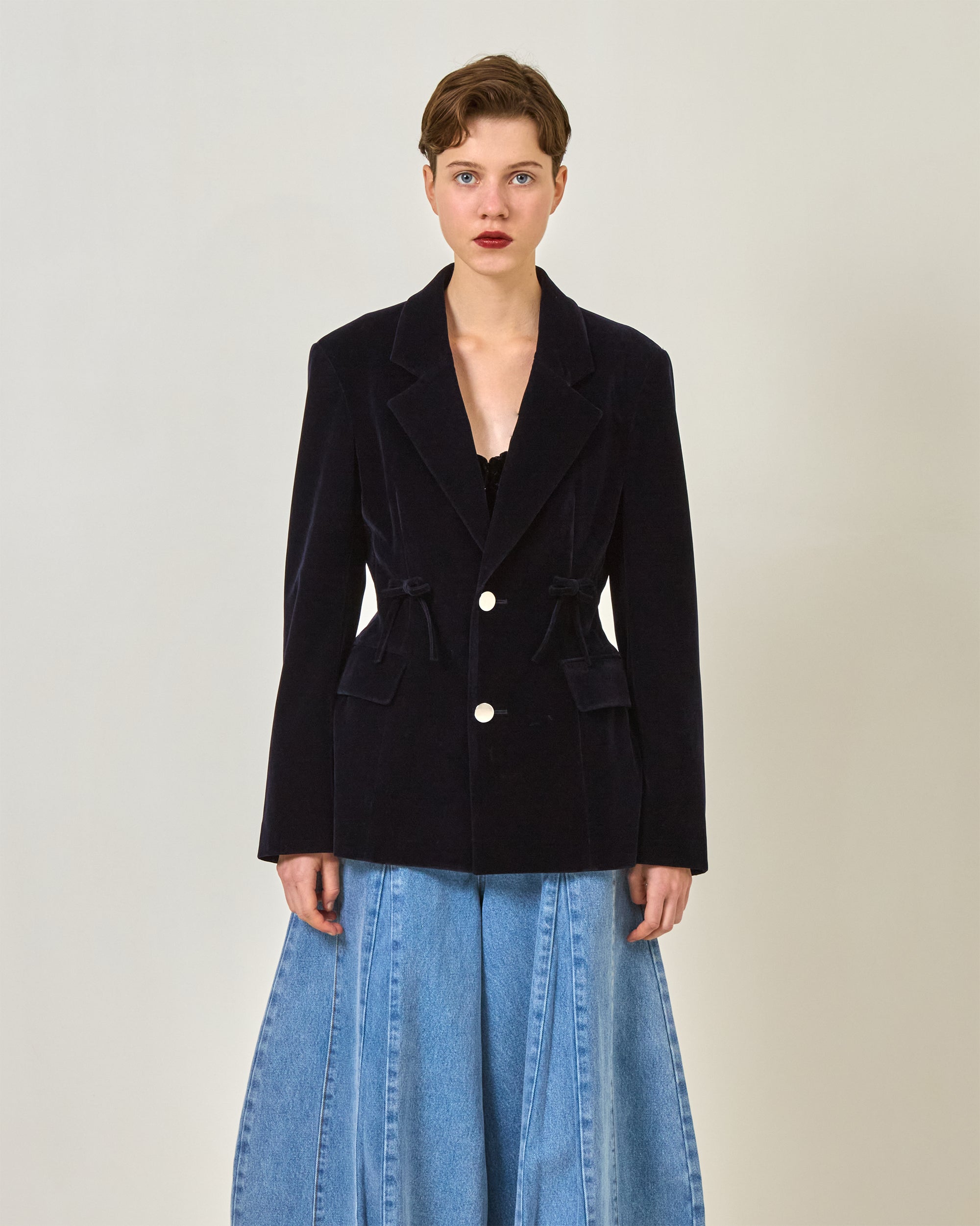 Ribbon velvet jacket