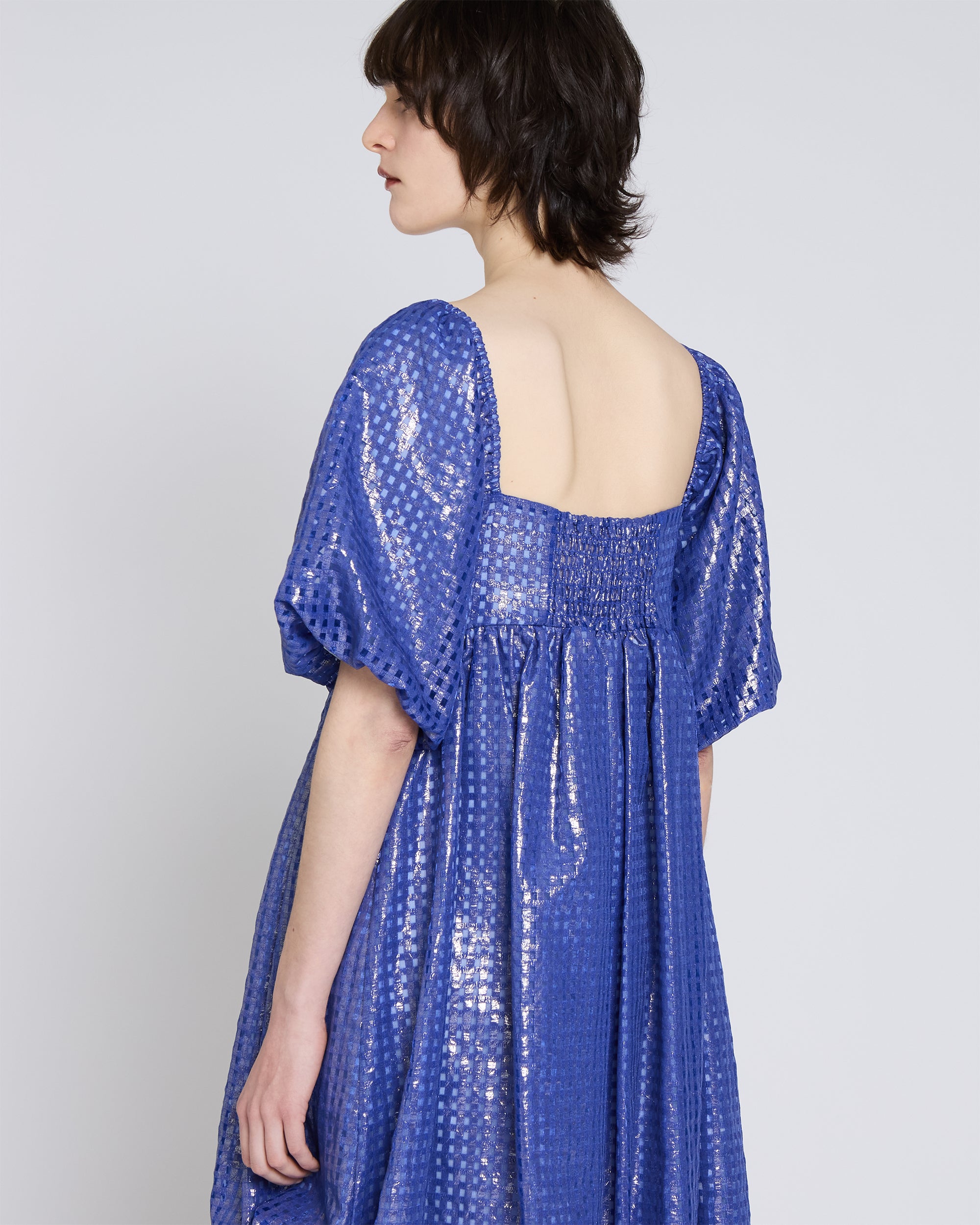 Metallic gingham mini dress