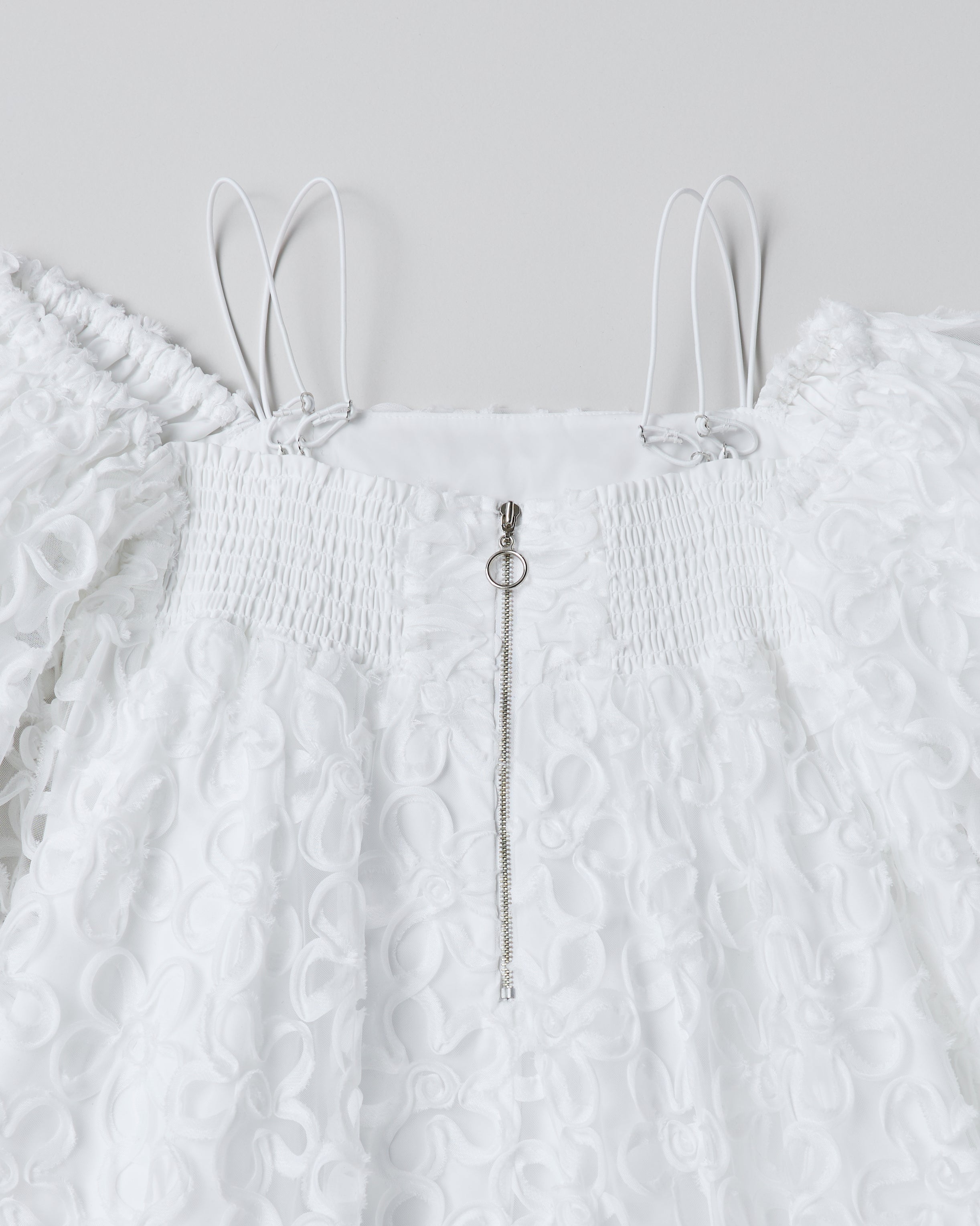 Flower puff sleeve tiered one-piece