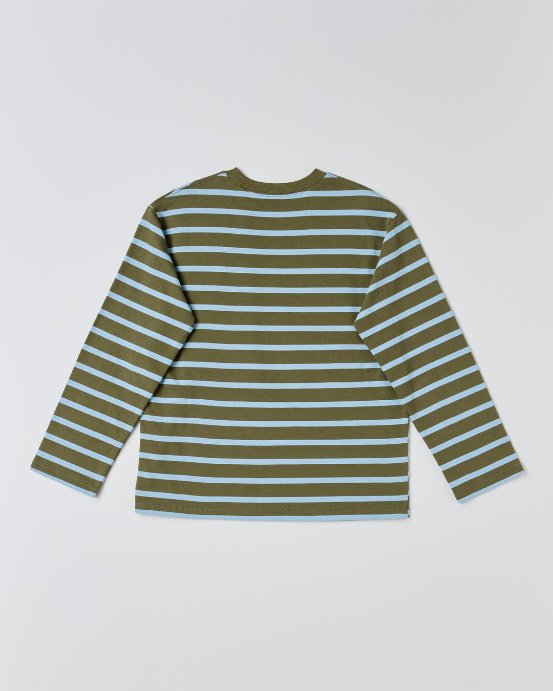 Border long t-shirt (green/sky blue) – POPPY