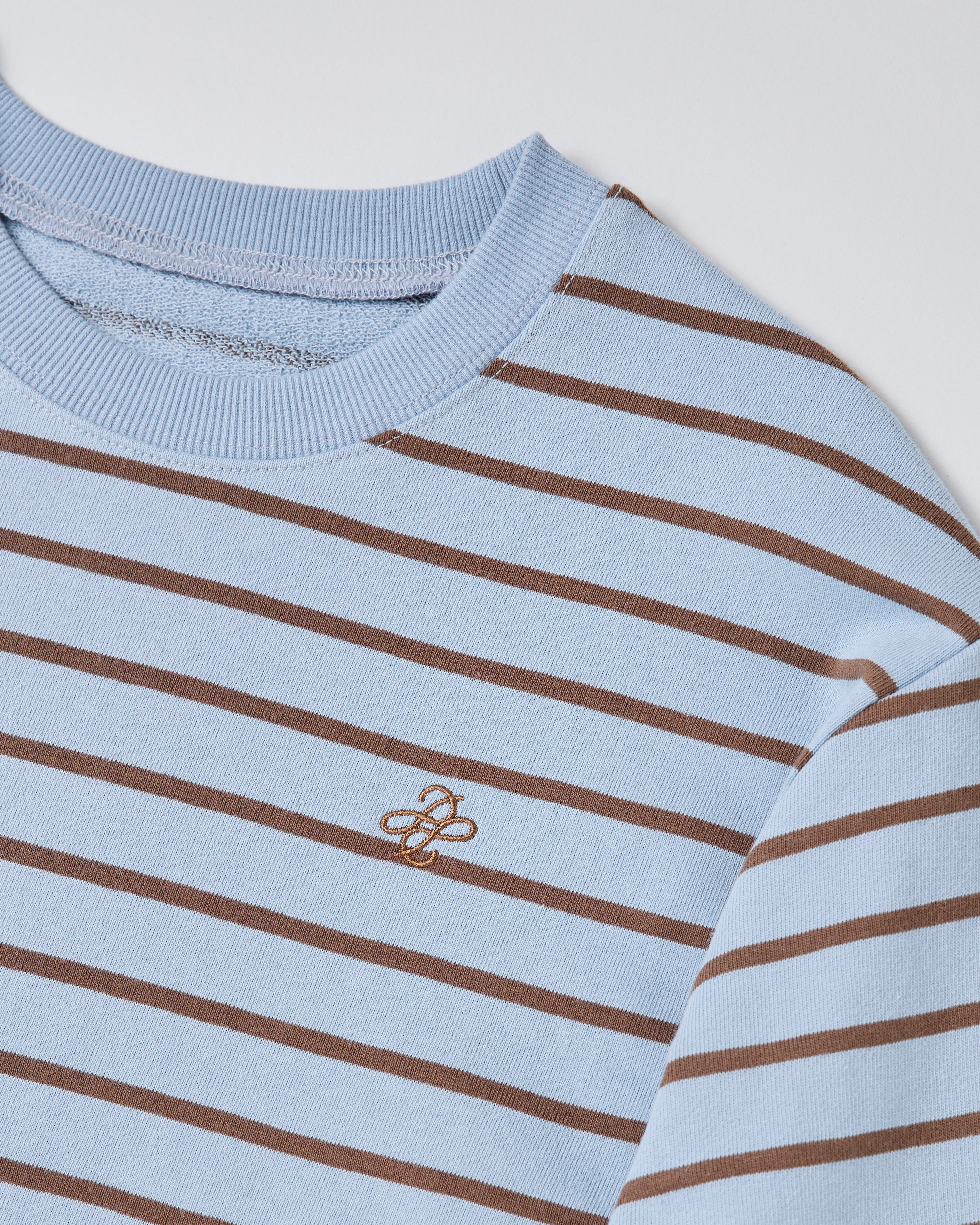 Border long t-shirt (sky blue/brown)
