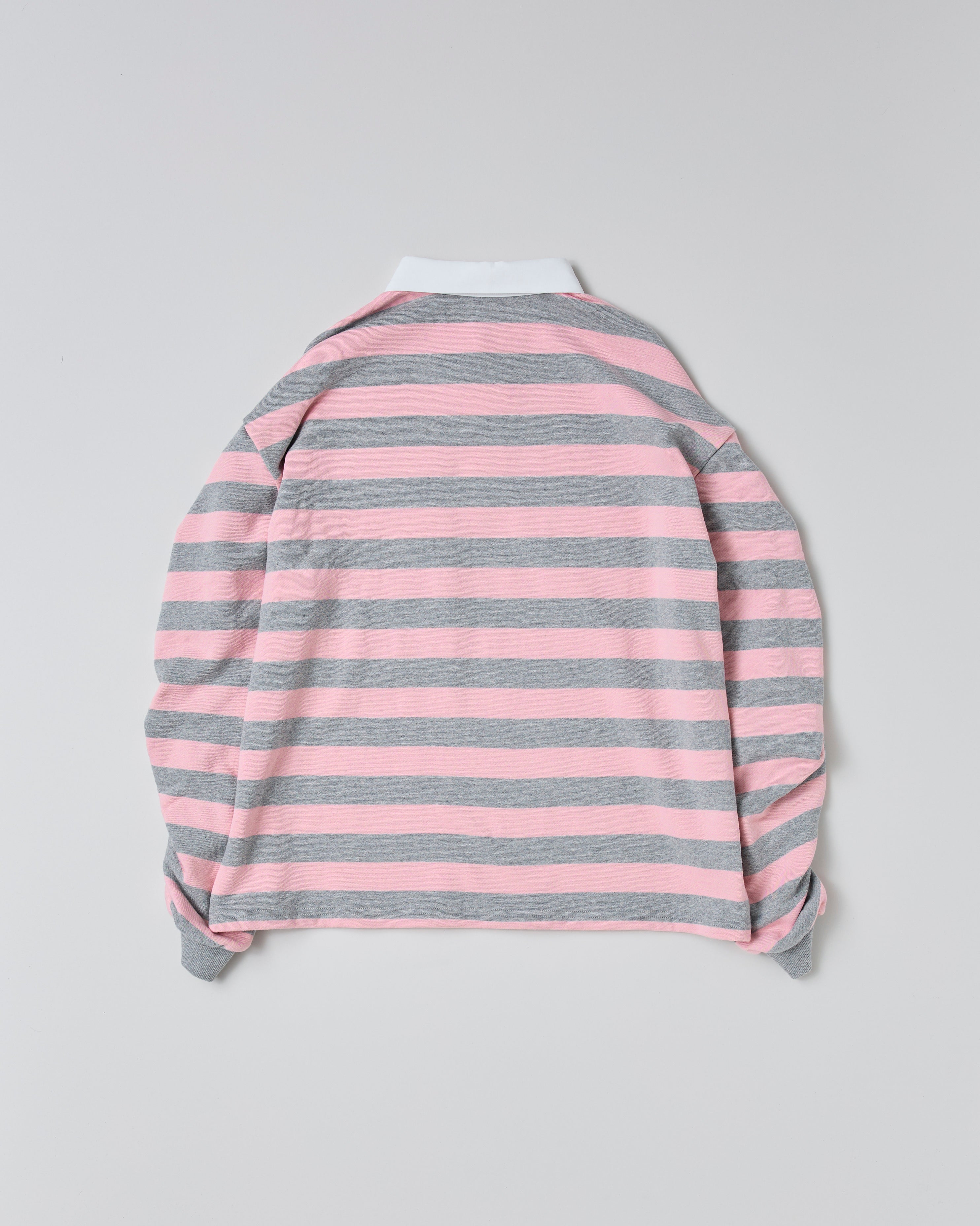 Gathered sleeve rugby shirt (pink/gray)