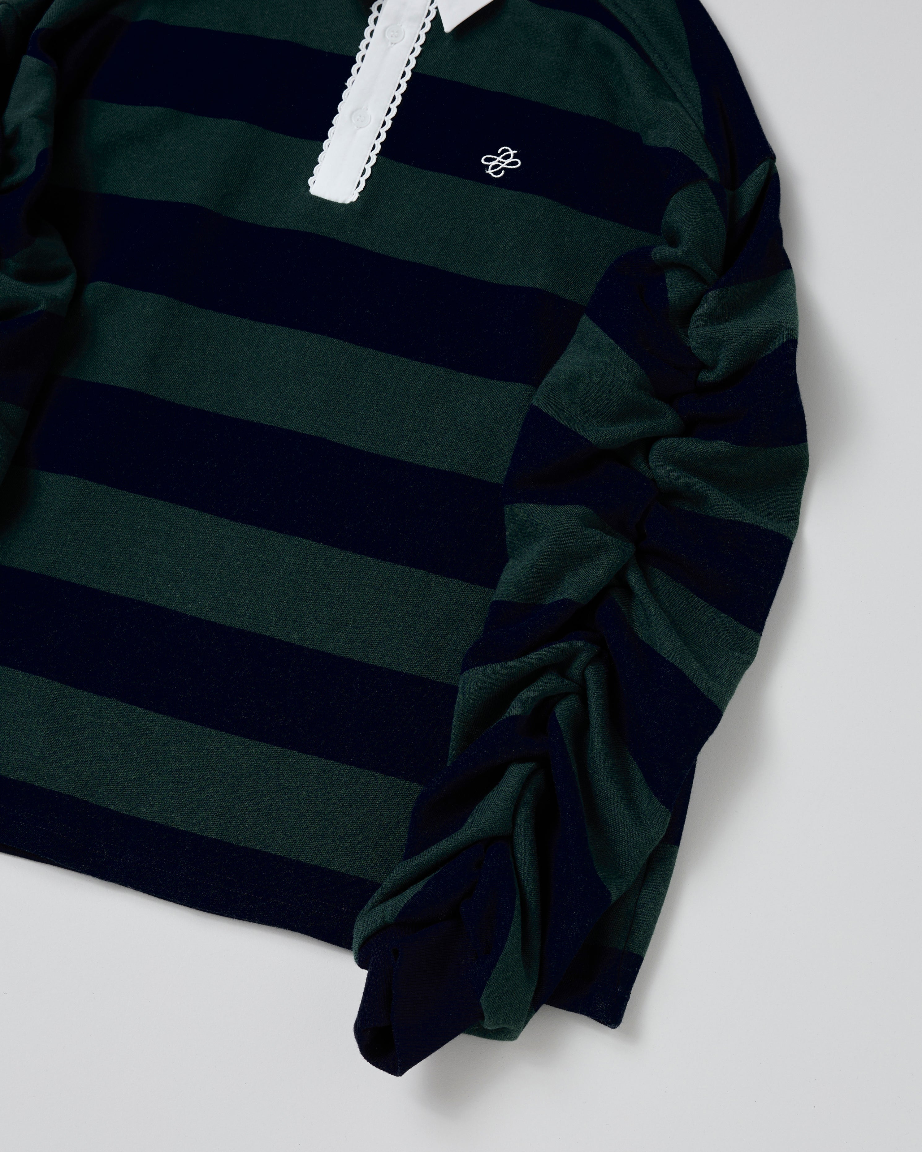 Gathered sleeve rugby shirt (green/navy)