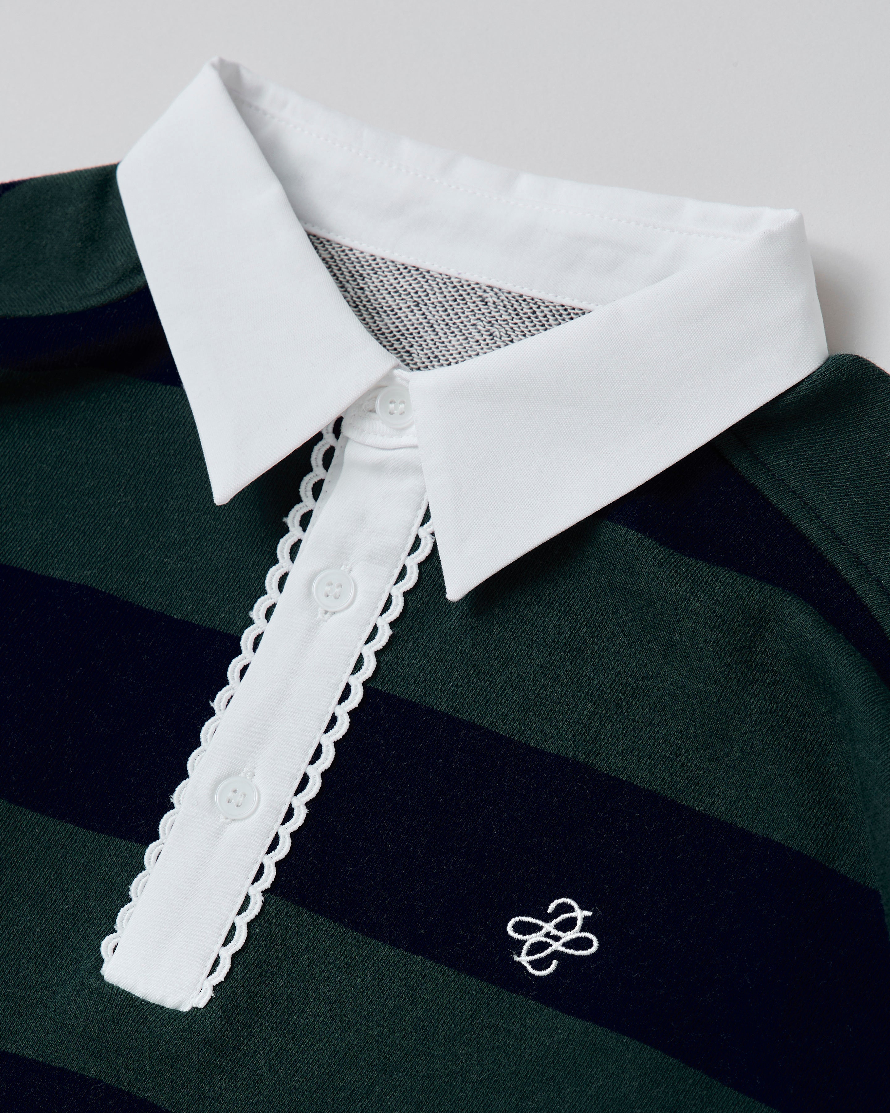 Gathered sleeve rugby shirt (green/navy)