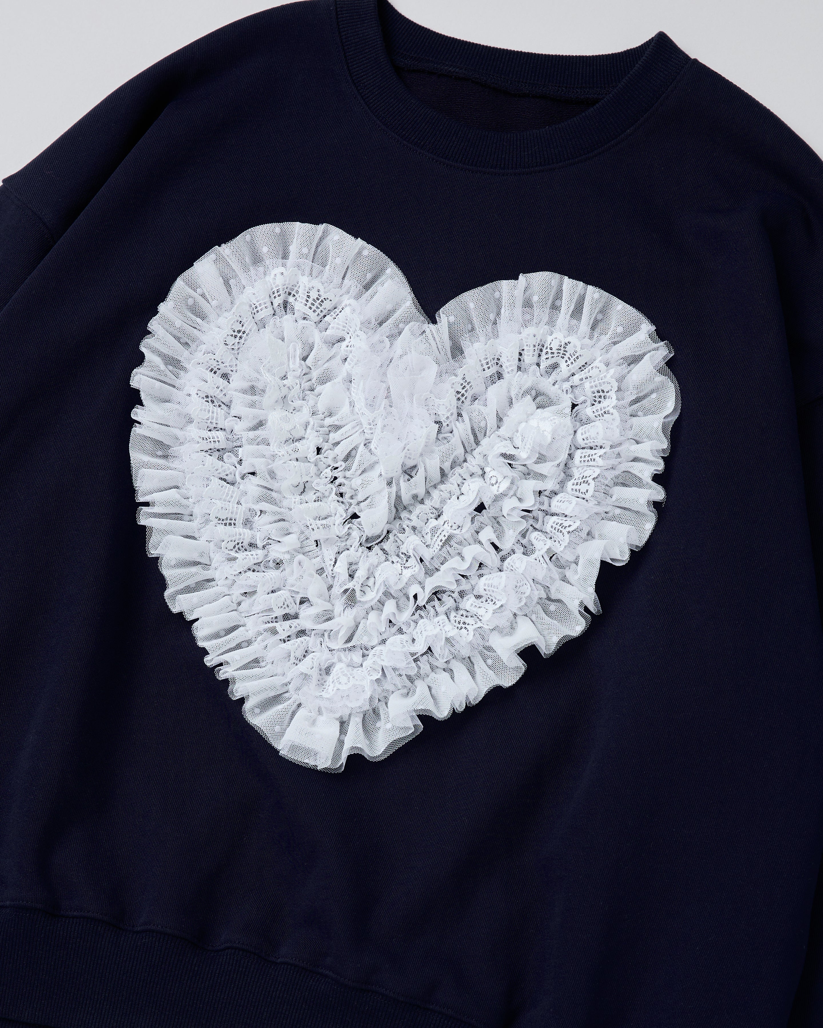 Heart dot tulle sweatshirt (navy)