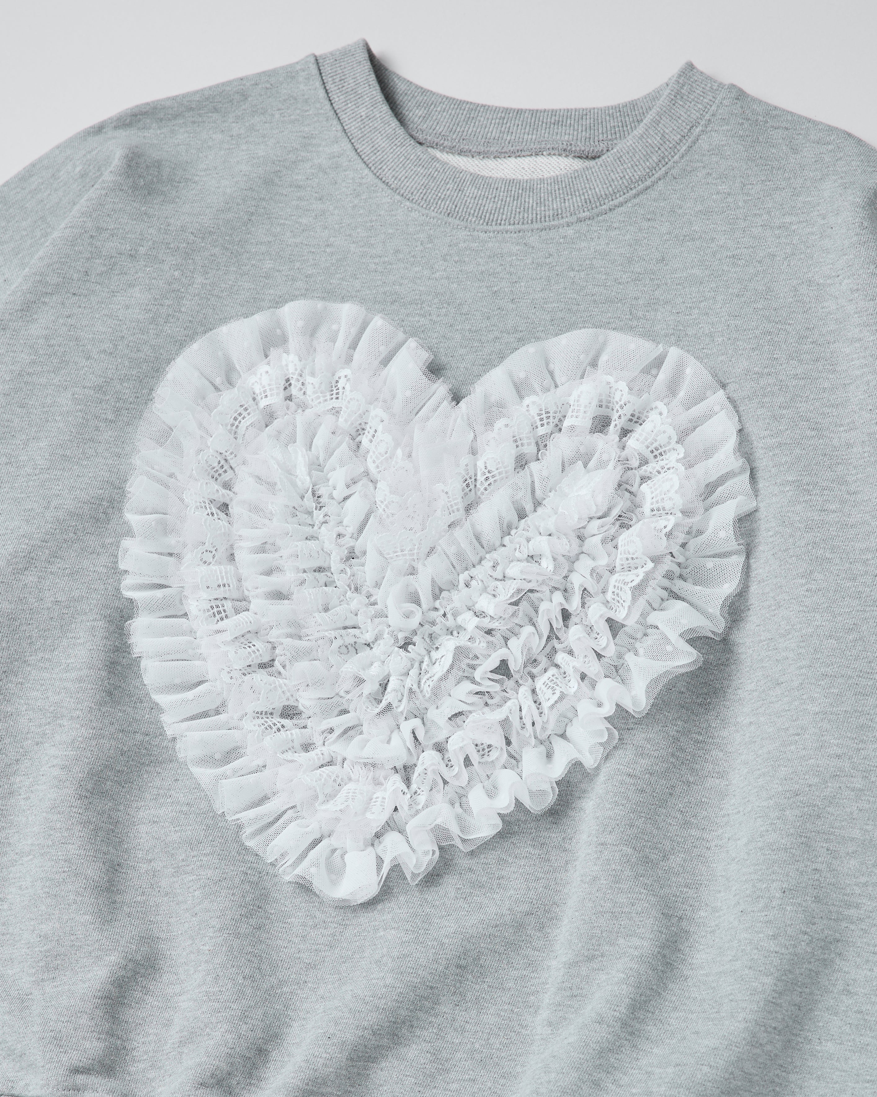 Heart dot tulle sweatshirt (gray)
