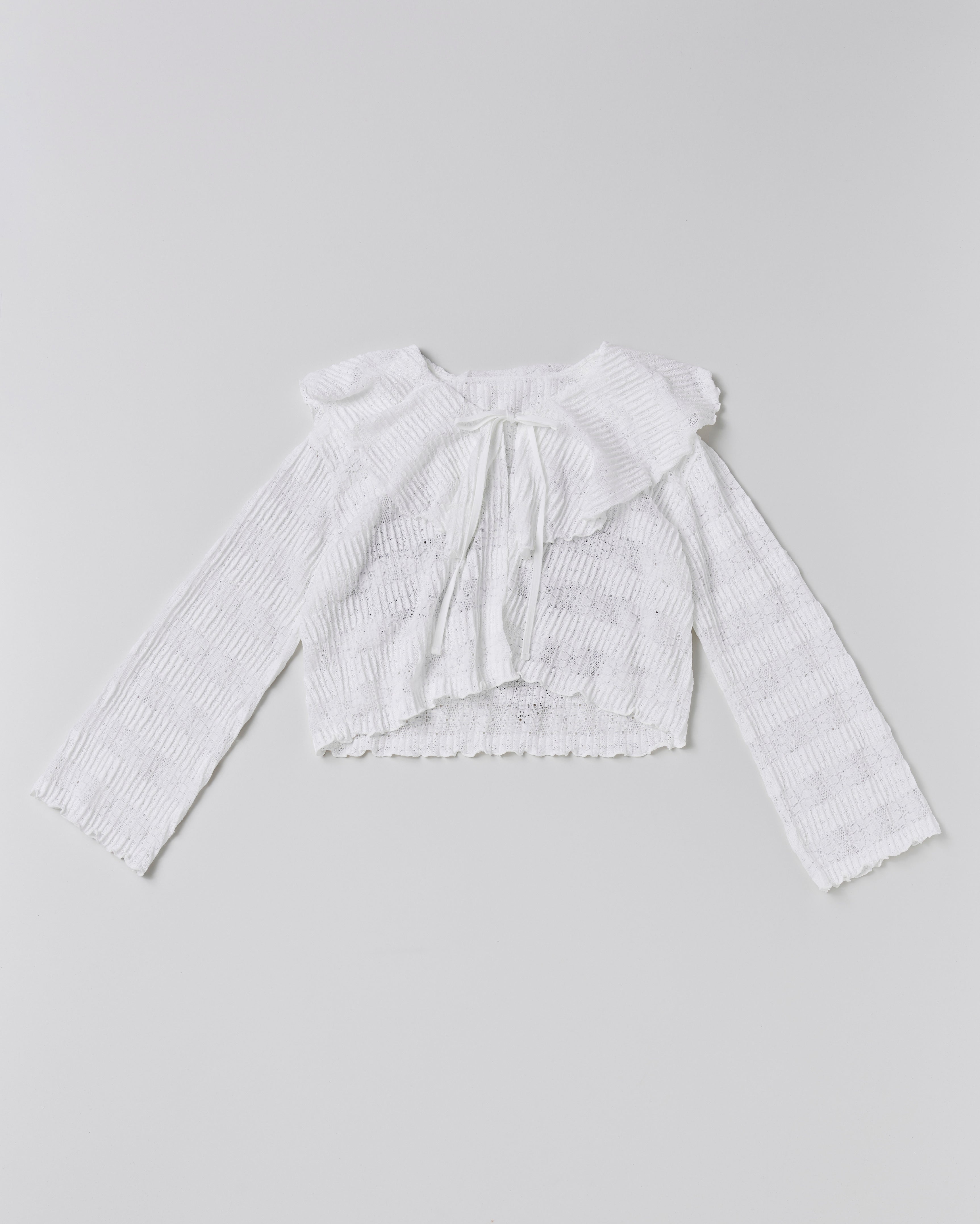Lace knit ruffle cardigan