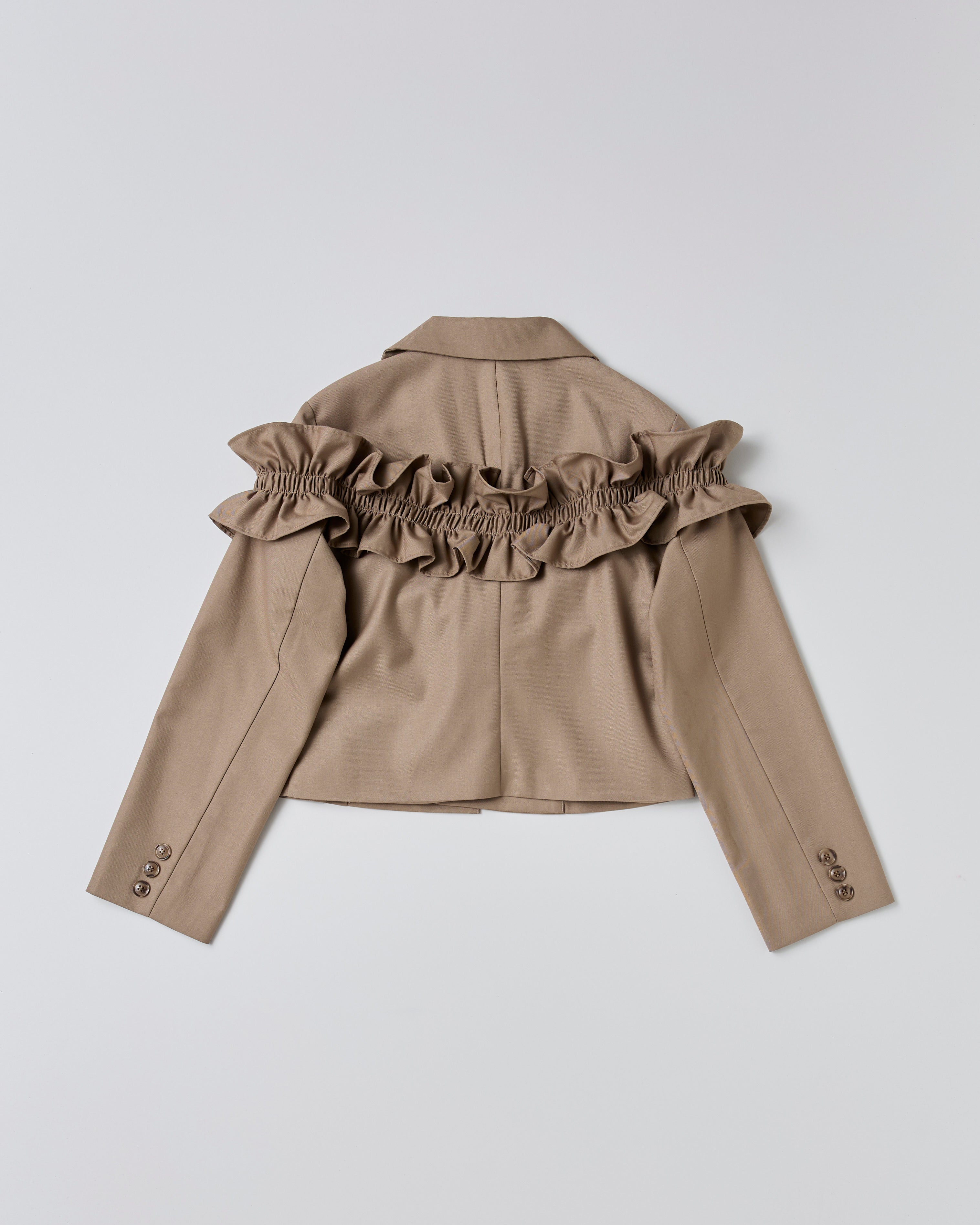 Gathered frill short jacket (light brown)